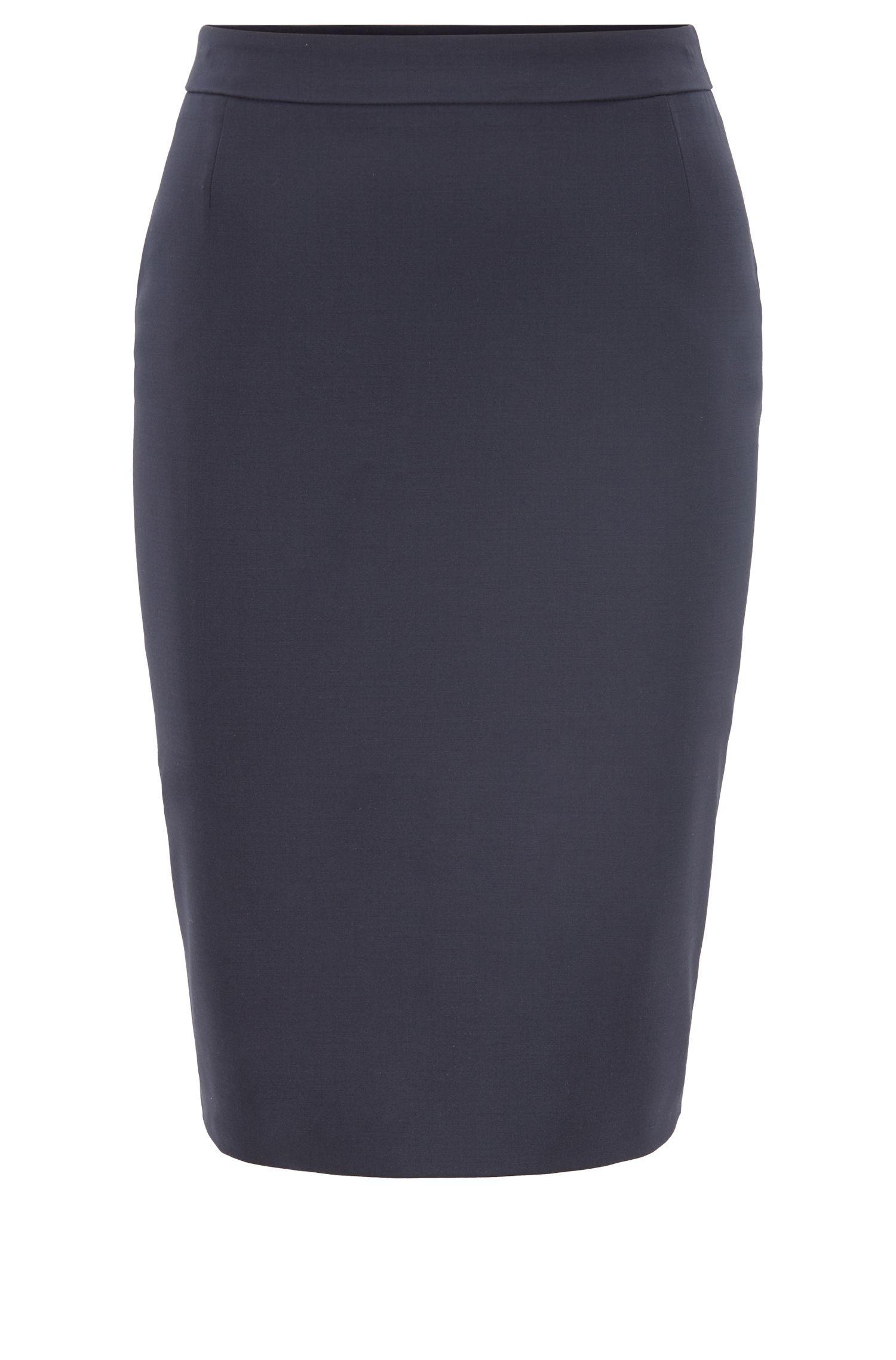 BOSS Stretch Wool Slim-fit Pencil Skirt in Dark Blue (Blue) - Lyst