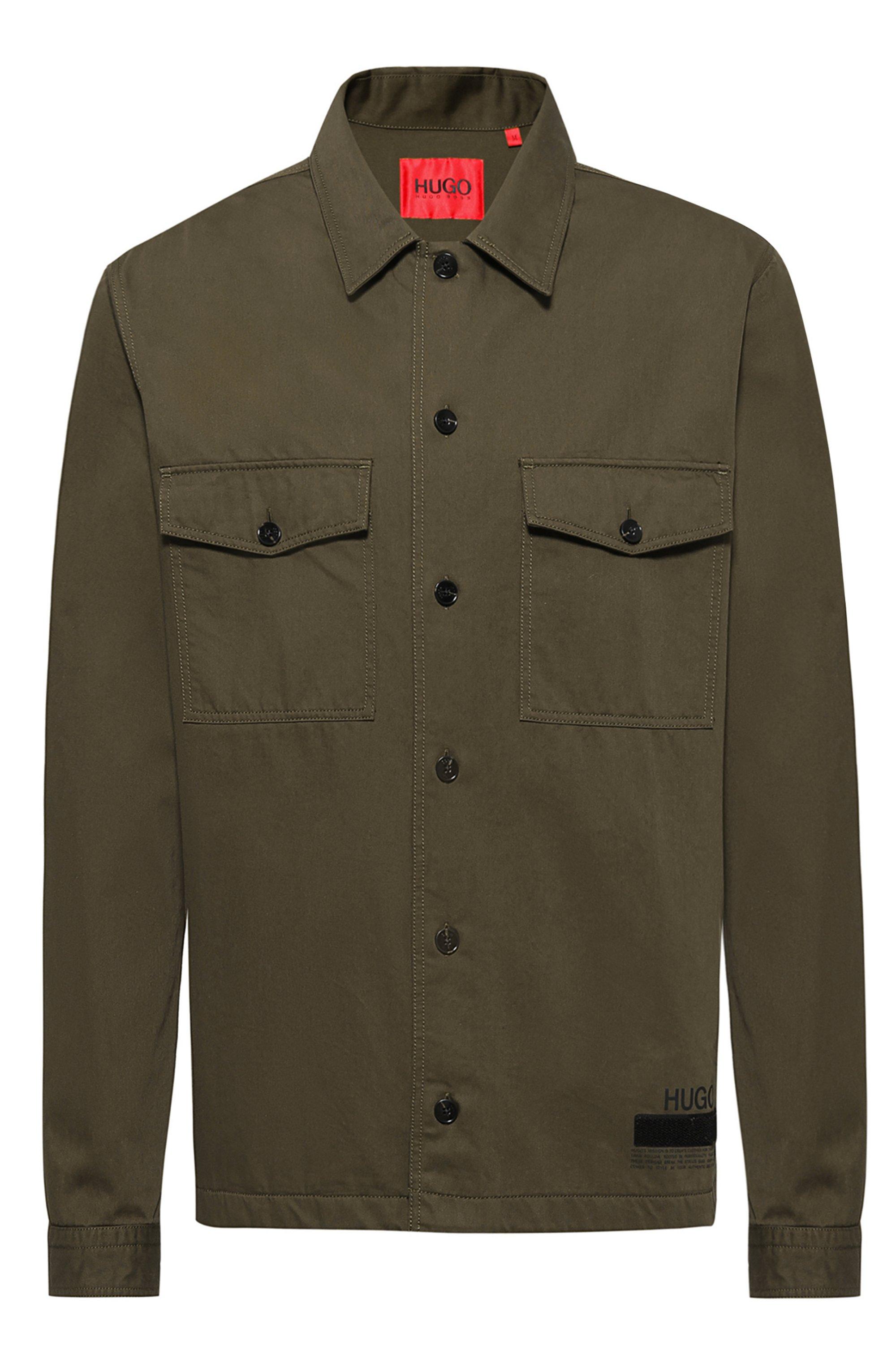 BOSS by HUGO BOSS Oversized-fit Shirt In Cotton Twill With Manifesto Logo  in Green for Men | Lyst