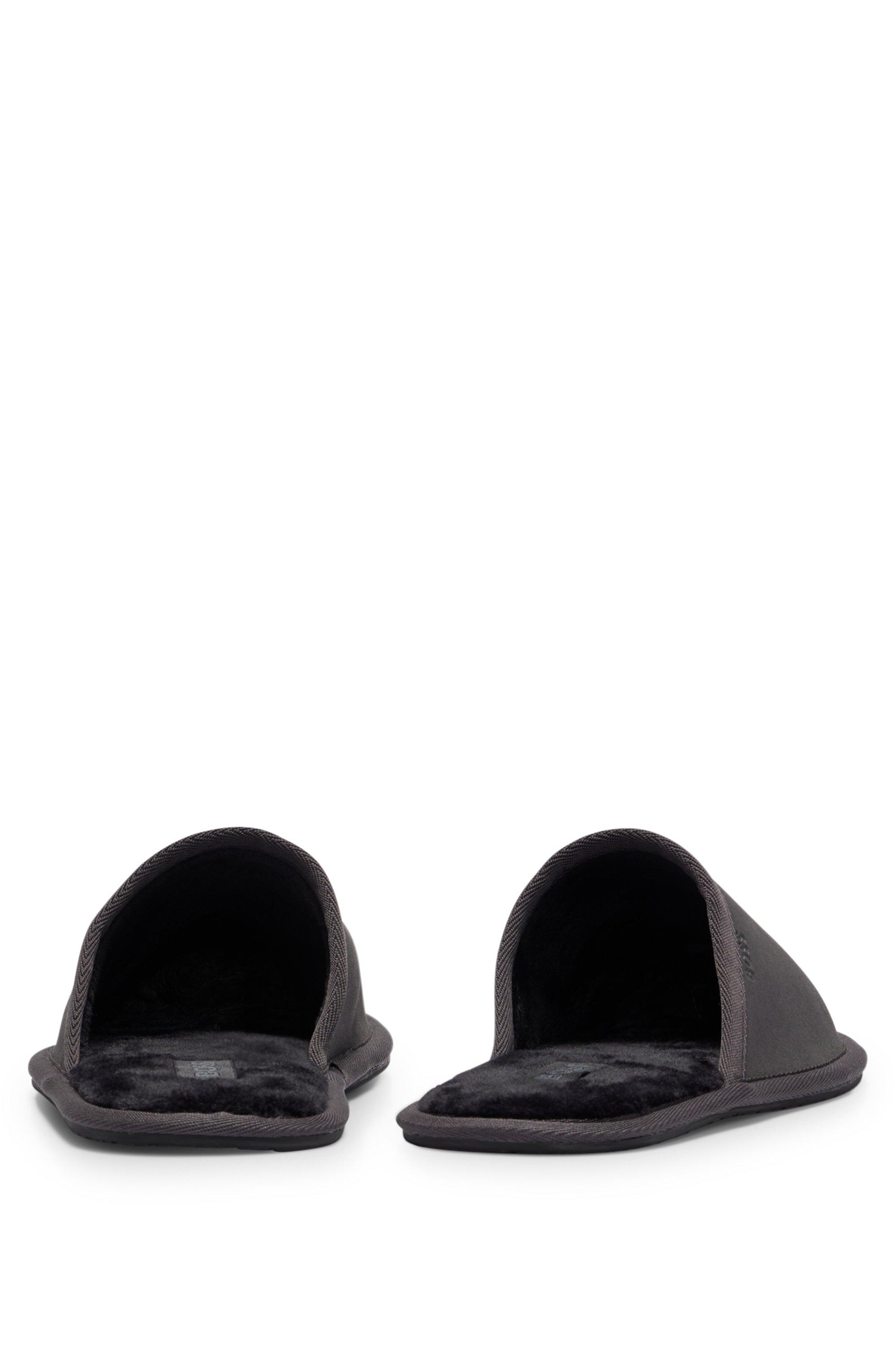 BOSS by HUGO BOSS Faux-suede Slippers With in Black for Men | Lyst
