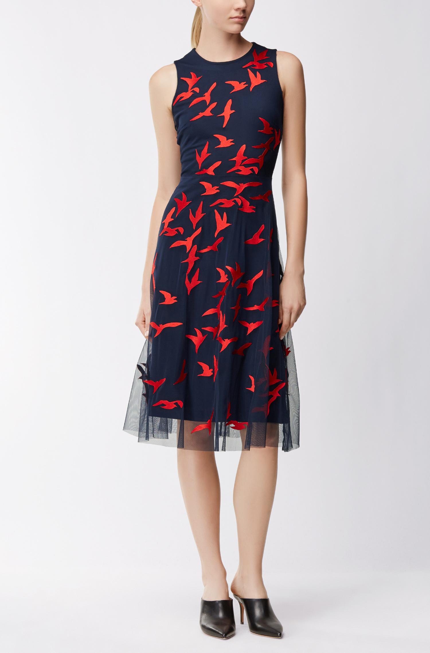 BOSS by HUGO BOSS Tulle Bird Print Dress | Enerva | Lyst