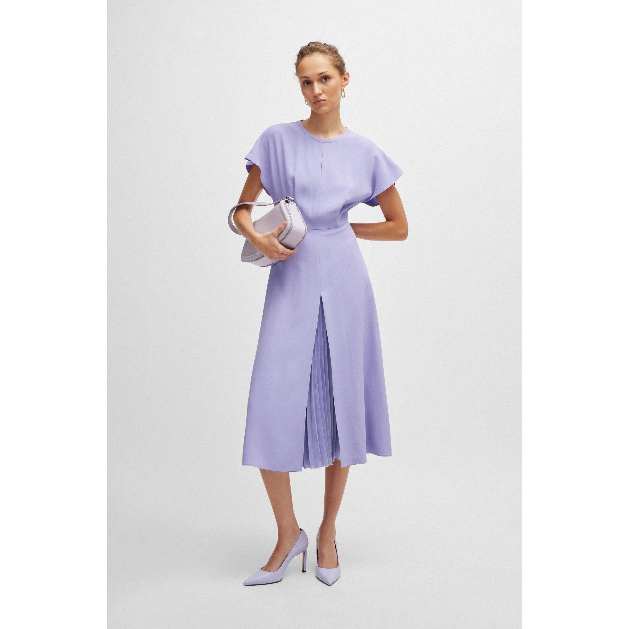 BOSS Keyhole-Neckline Dress With Pliss Insert in Purple | Lyst Australia