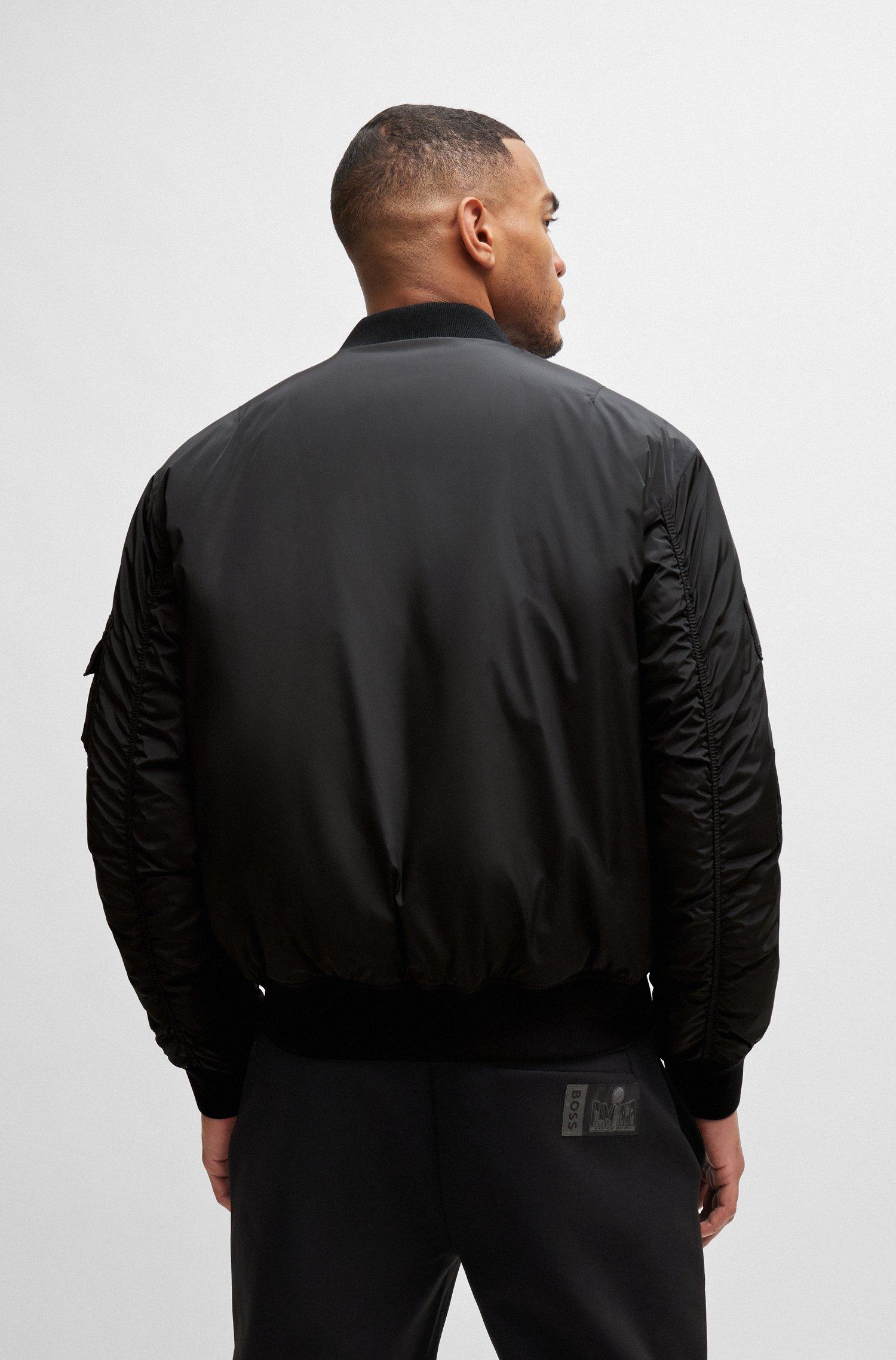 BOSS X Nfl Padded Bomber Jacket With Special Patches in Black for