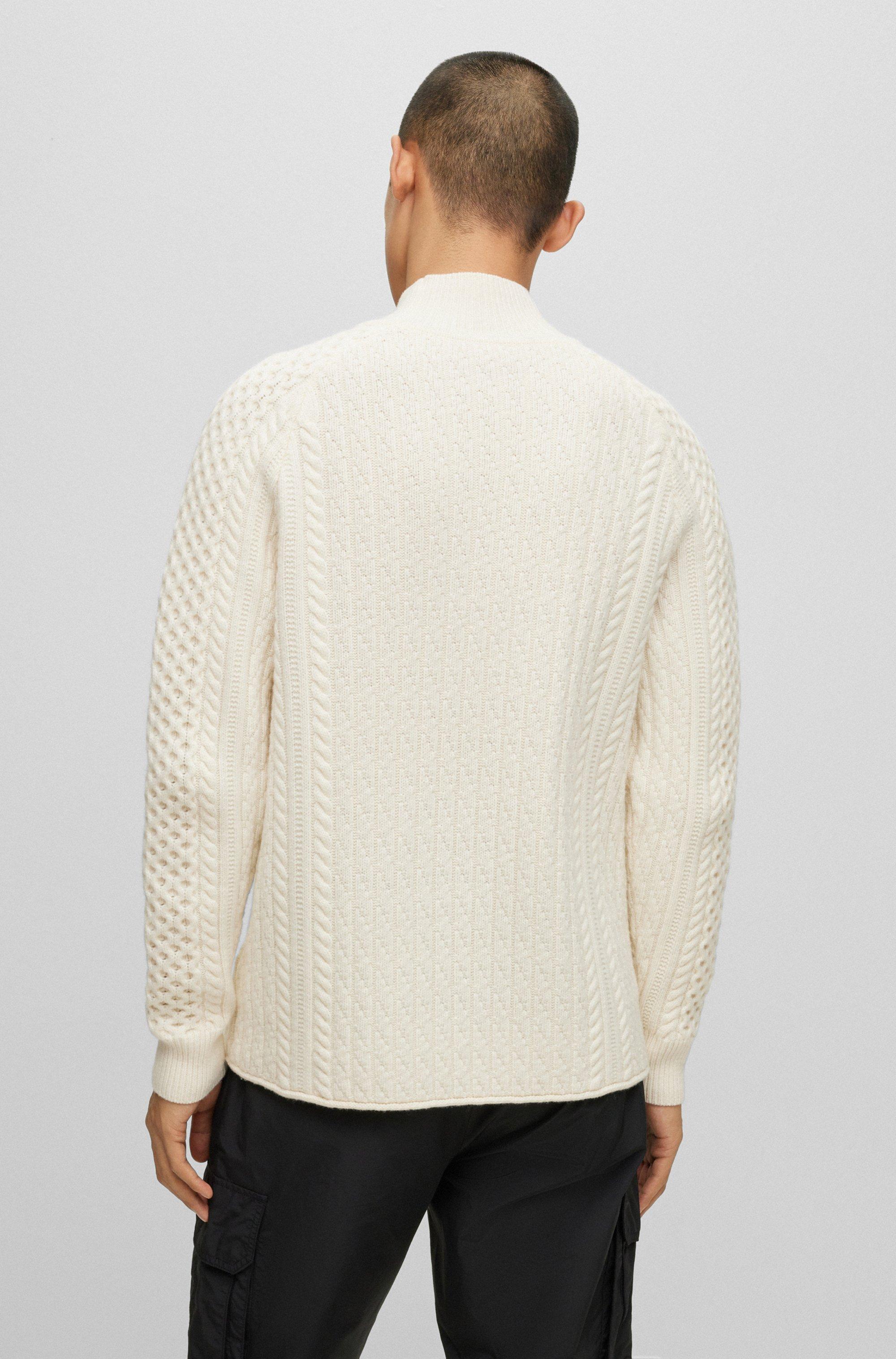 BOSS by HUGO BOSS Oversized-fit Cable-knit Sweater In A Wool Blend in White  for Men | Lyst