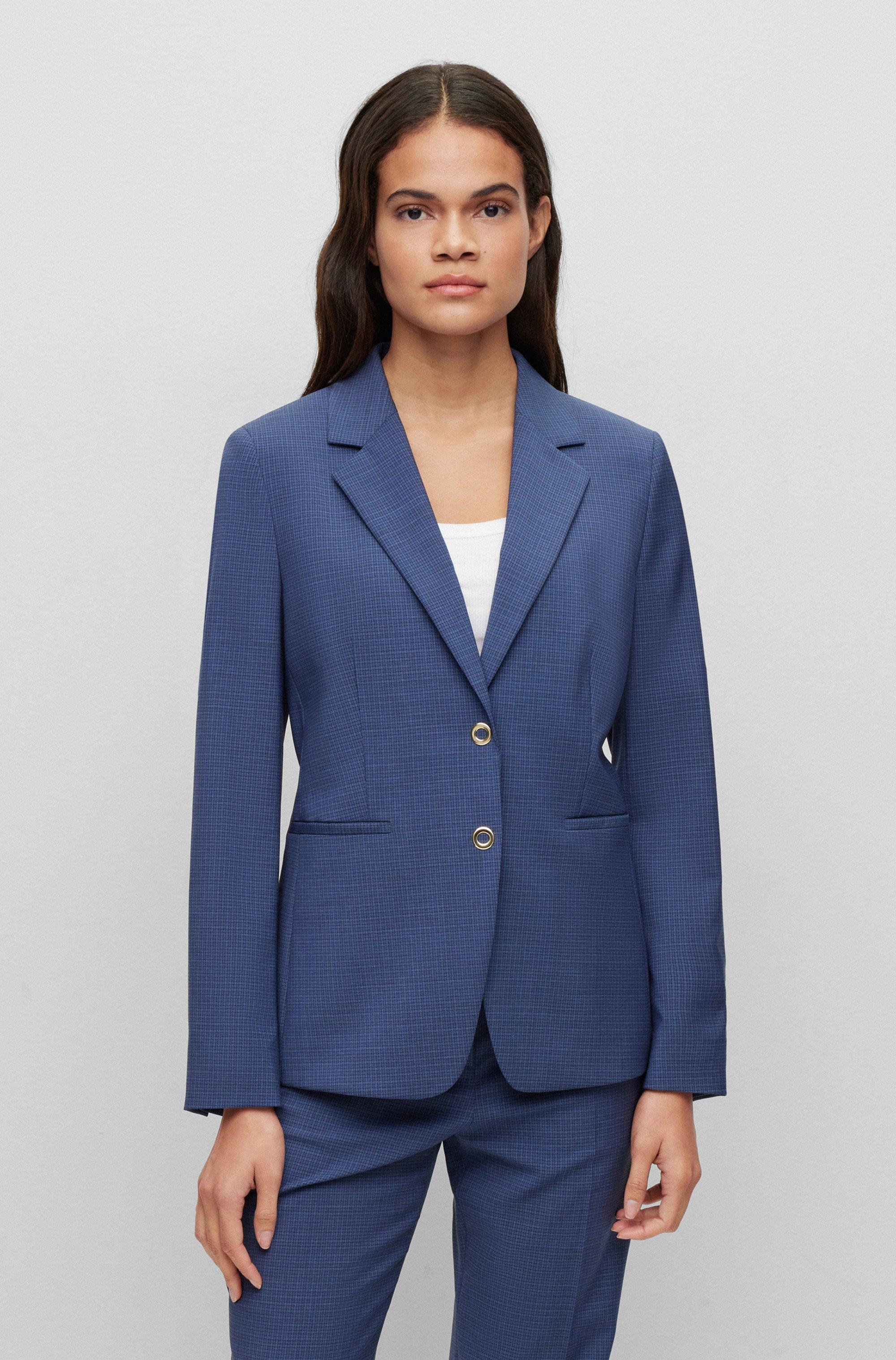 BOSS by HUGO BOSS Slim-fit Jacket In Checked Wool in Blue | Lyst