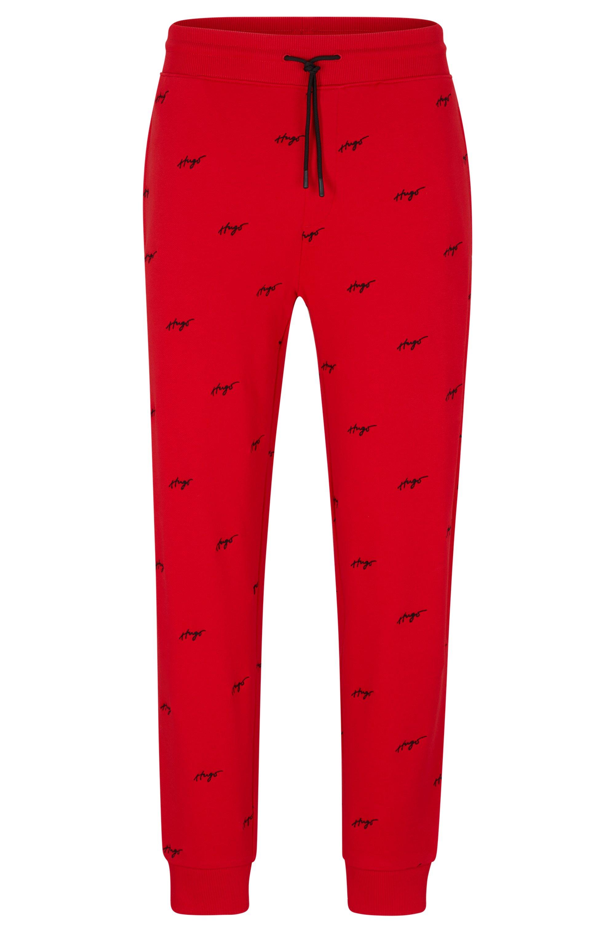 BOSS by HUGO BOSS Cotton-terry Tracksuit Bottoms With Handwritten Logo  Embroidery in Red for Men | Lyst
