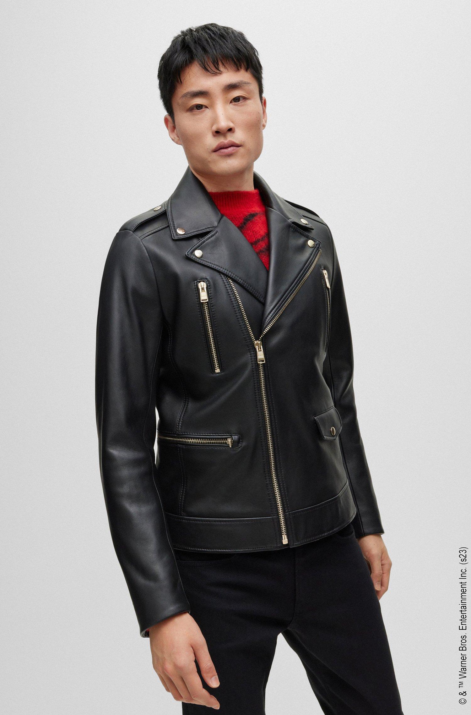 BOSS by HUGO BOSS Looney Tunes X Asymmetric Leather Jacket With