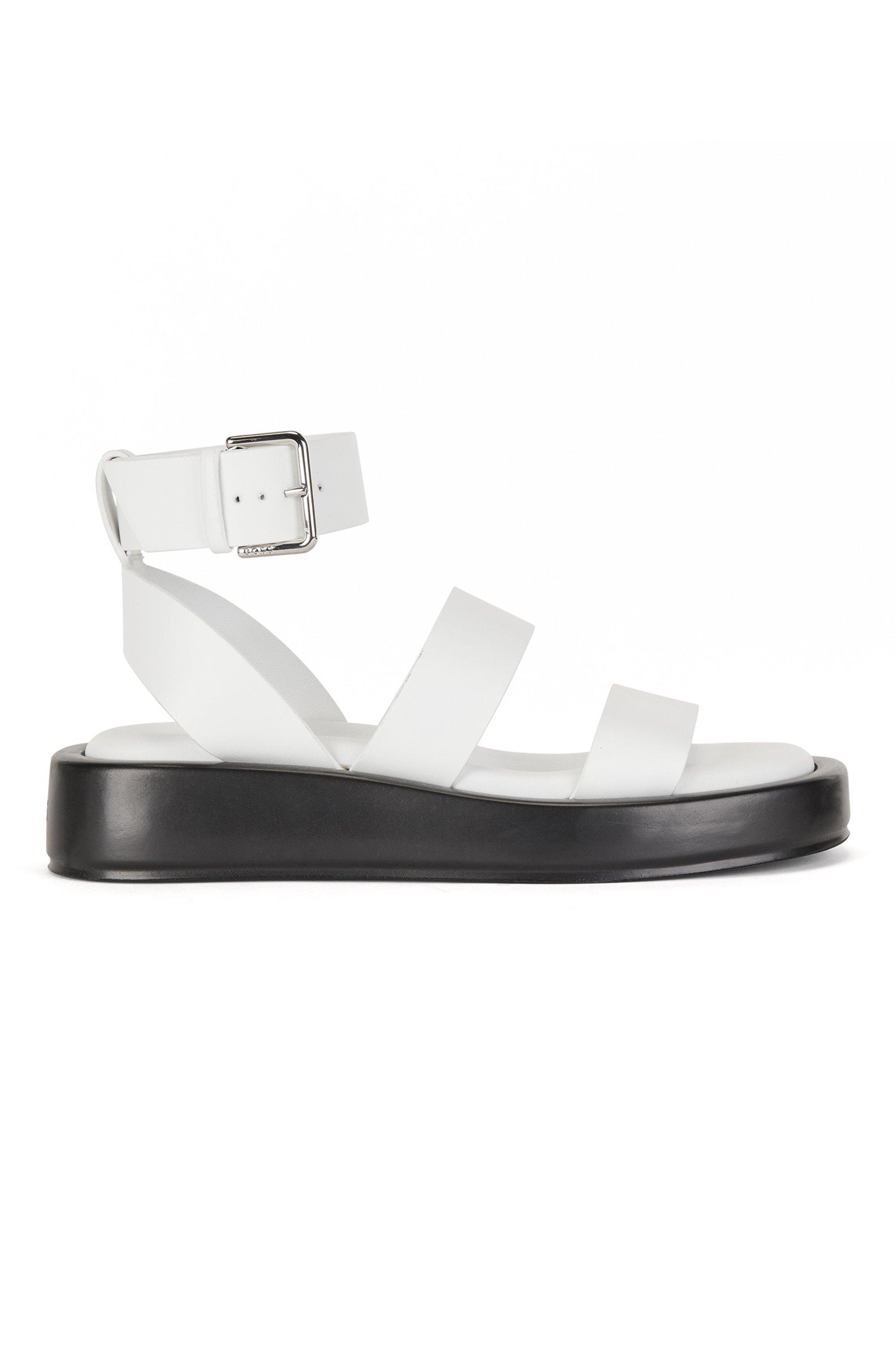 BOSS by HUGO BOSS Italian-leather Sandals With Platform Sole in White | Lyst