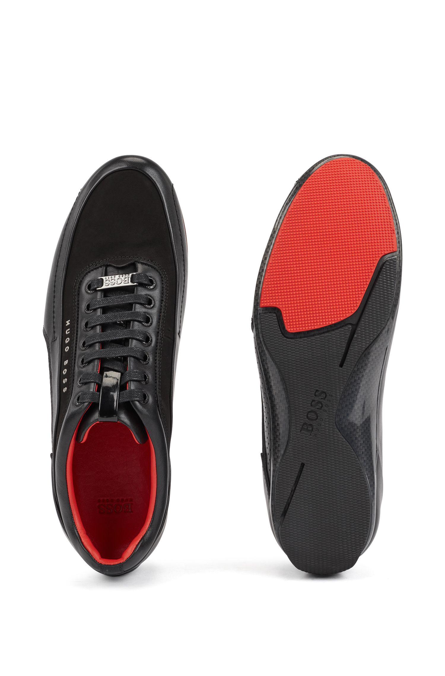 hugo boss trainers in leather and carbon fibre