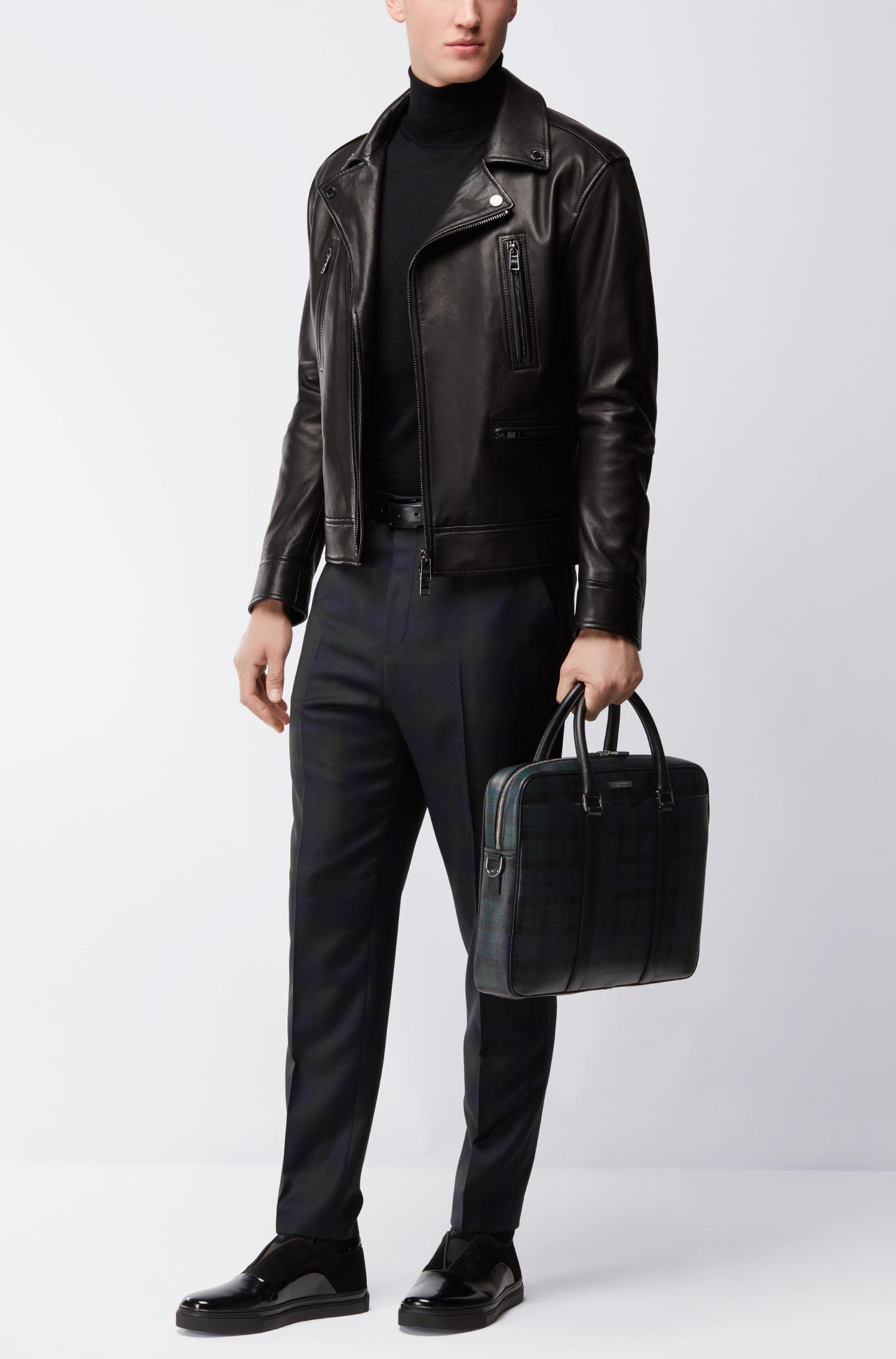 BOSS by HUGO BOSS Signature Palmellato Leather Soft Briefcase | Signature  Bw S Doc in Patterned (Black) for Men | Lyst