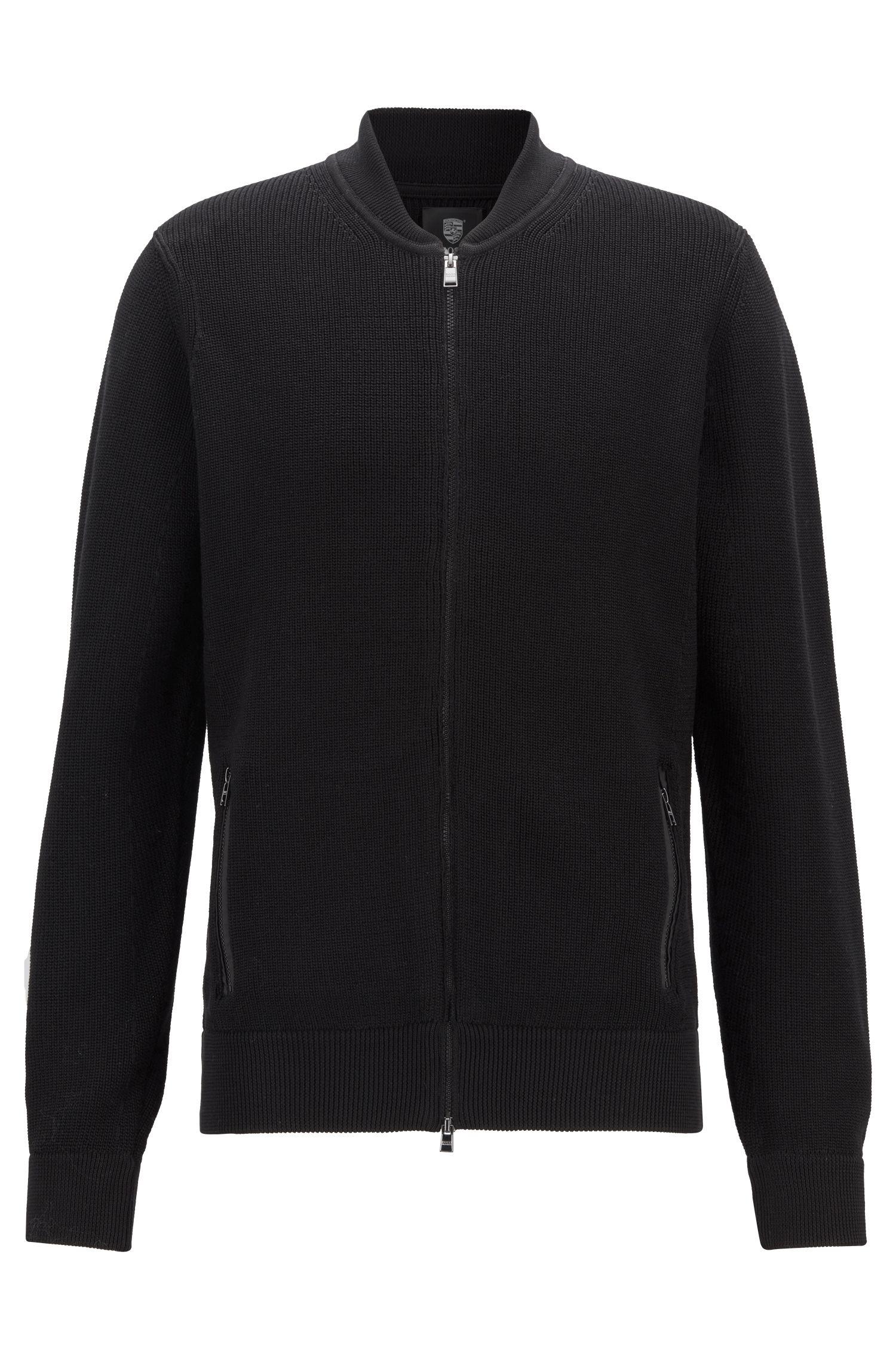 BOSS Knitted Jacket In Mercerized Cotton in Black for Men - Lyst