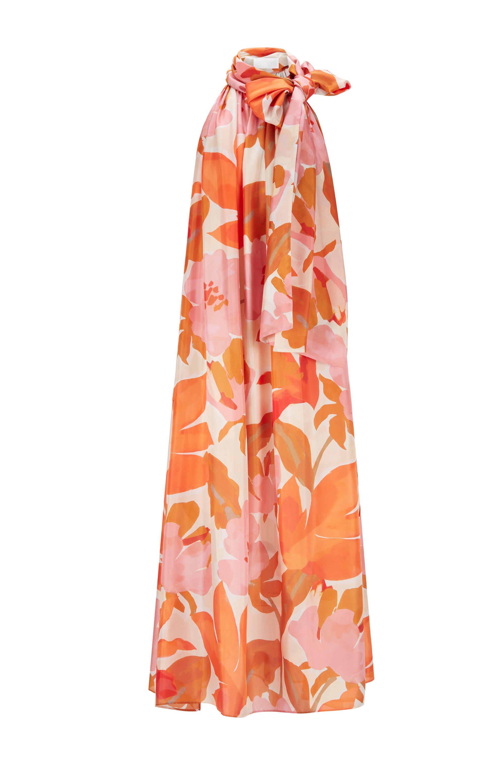 Dress BOSS Long-Sleeved monogram-print Dress with Tie Neckline 50489738