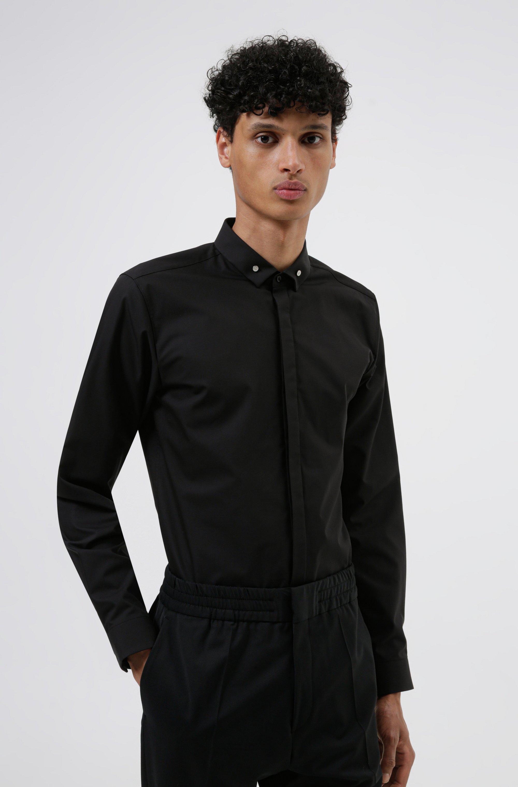 BOSS by HUGO BOSS Cotton Easy Iron Extra Slim Fit Shirt With Collar Studs  in Black for Men - Lyst