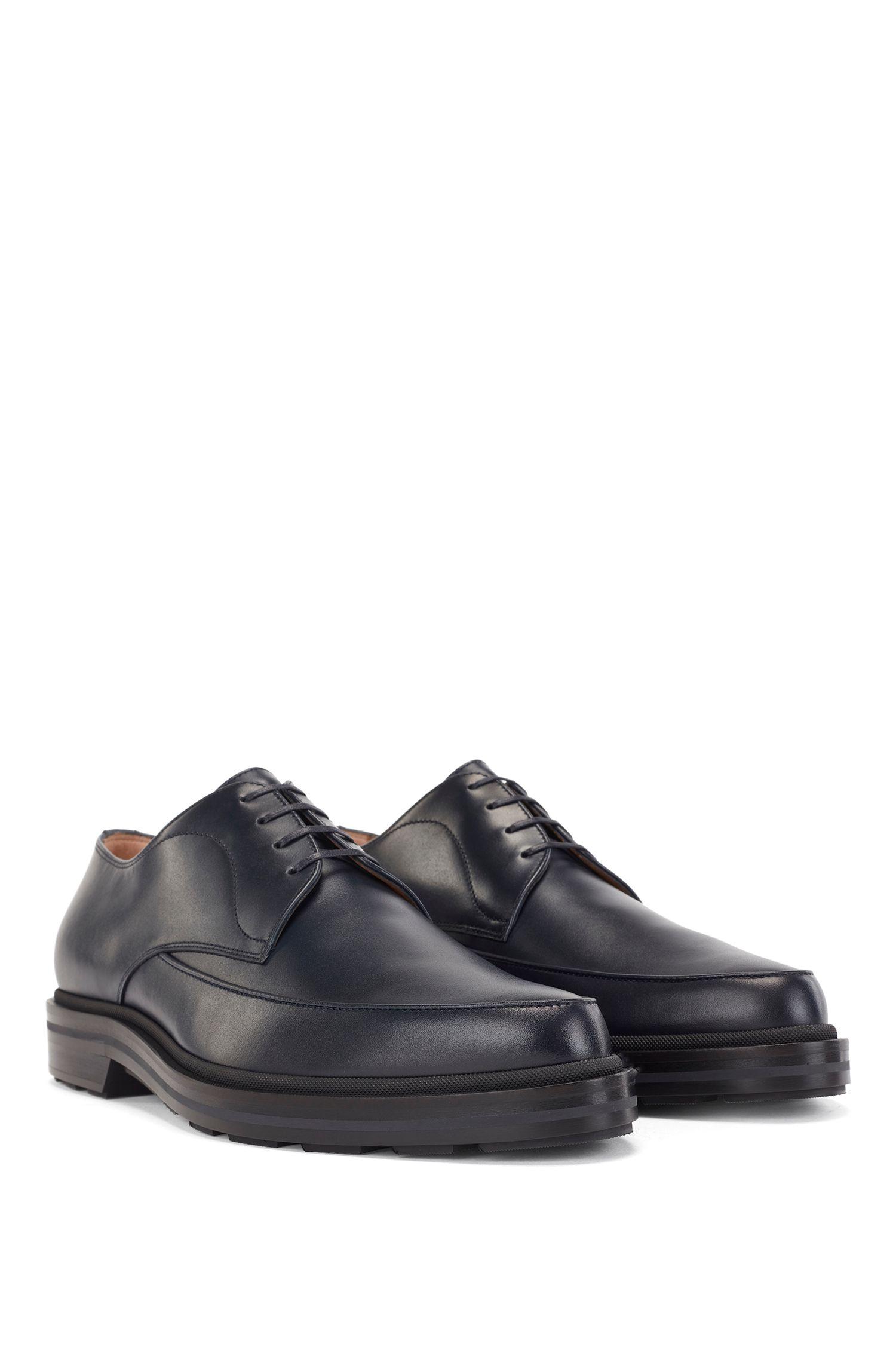 BOSS by Hugo Boss Italian Made Derby Shoes In Smooth Leather in Dark