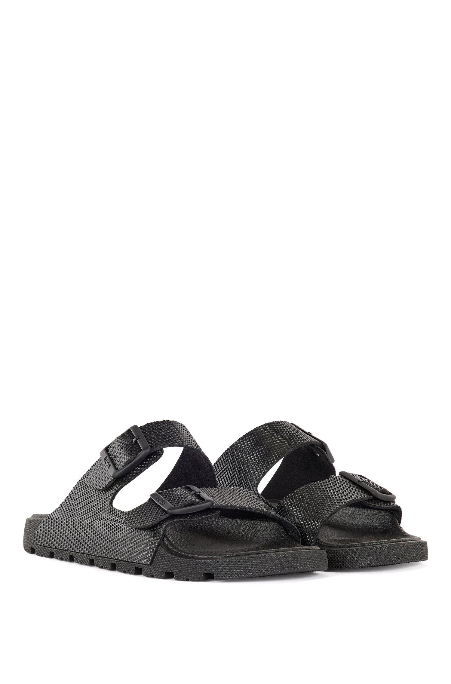 BOSS by HUGO BOSS Twinstrap Sandals With Structured Uppers in Black