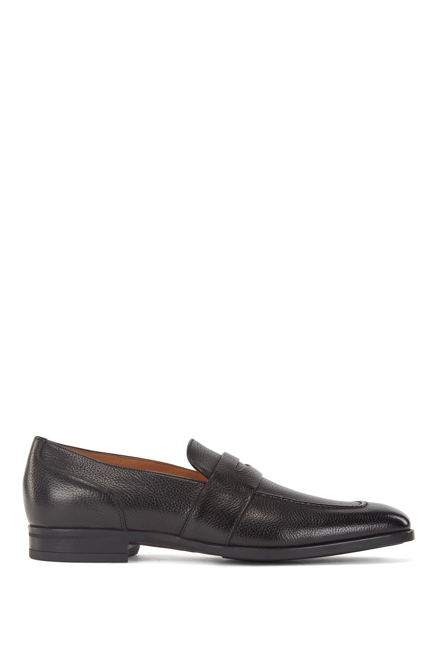 BOSS by Hugo Boss Italian Made Loafers In Grained Leather With Penny ...