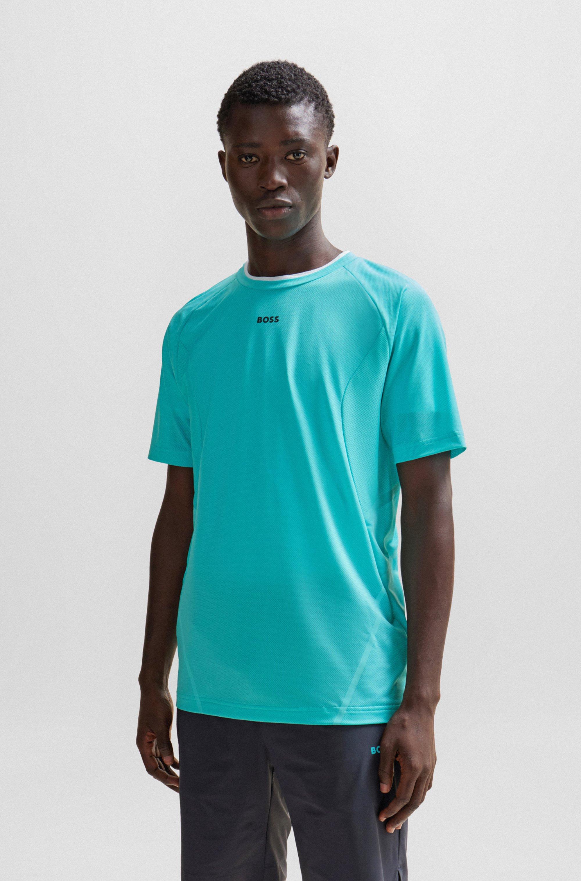 BOSS Super stretch Slim fit T shirt With Decorative Reflective Artwork in Blue for Men Lyst