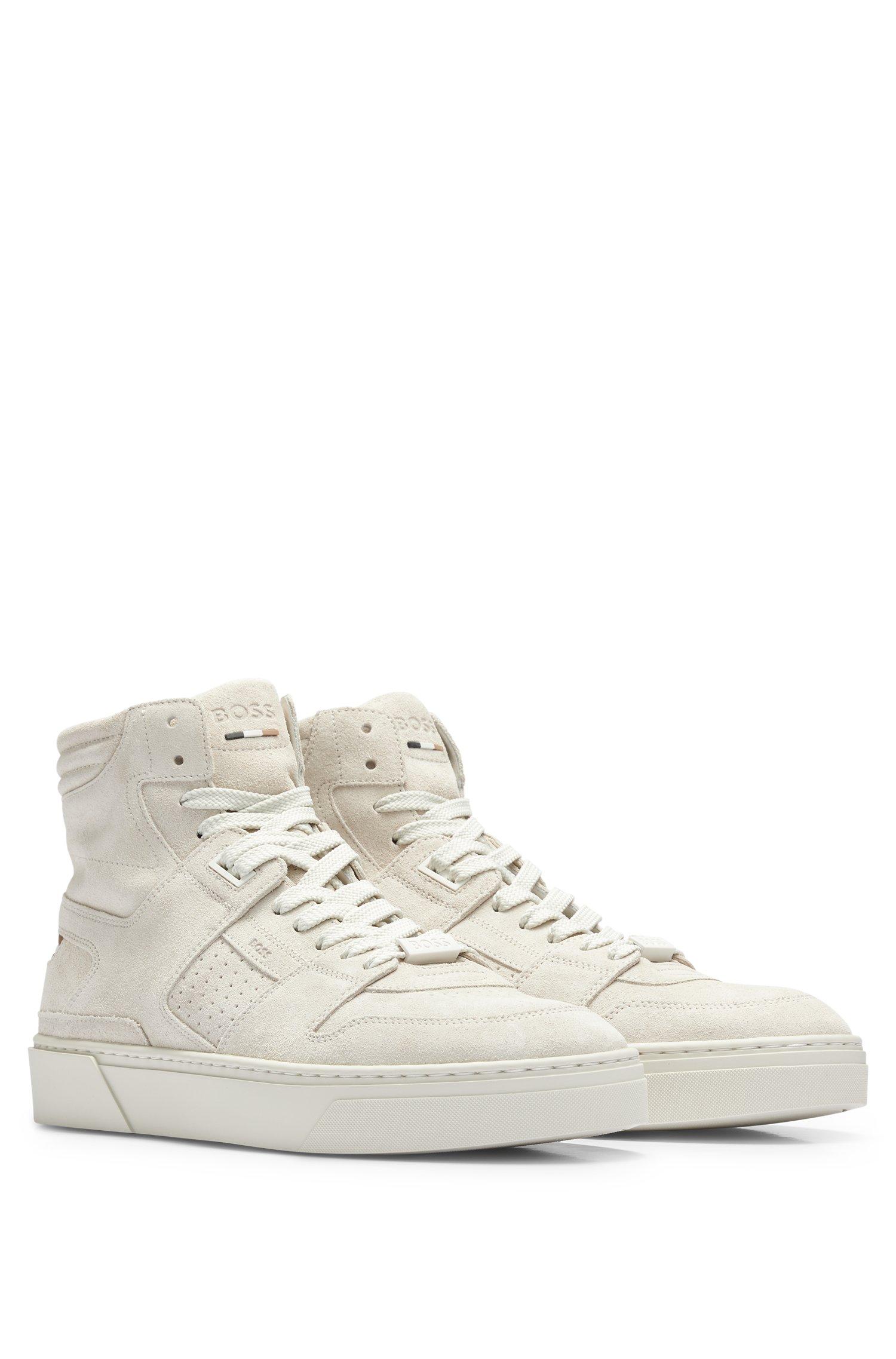 BOSS Leather High-top Trainers With Signature-stripe Detail in White ...