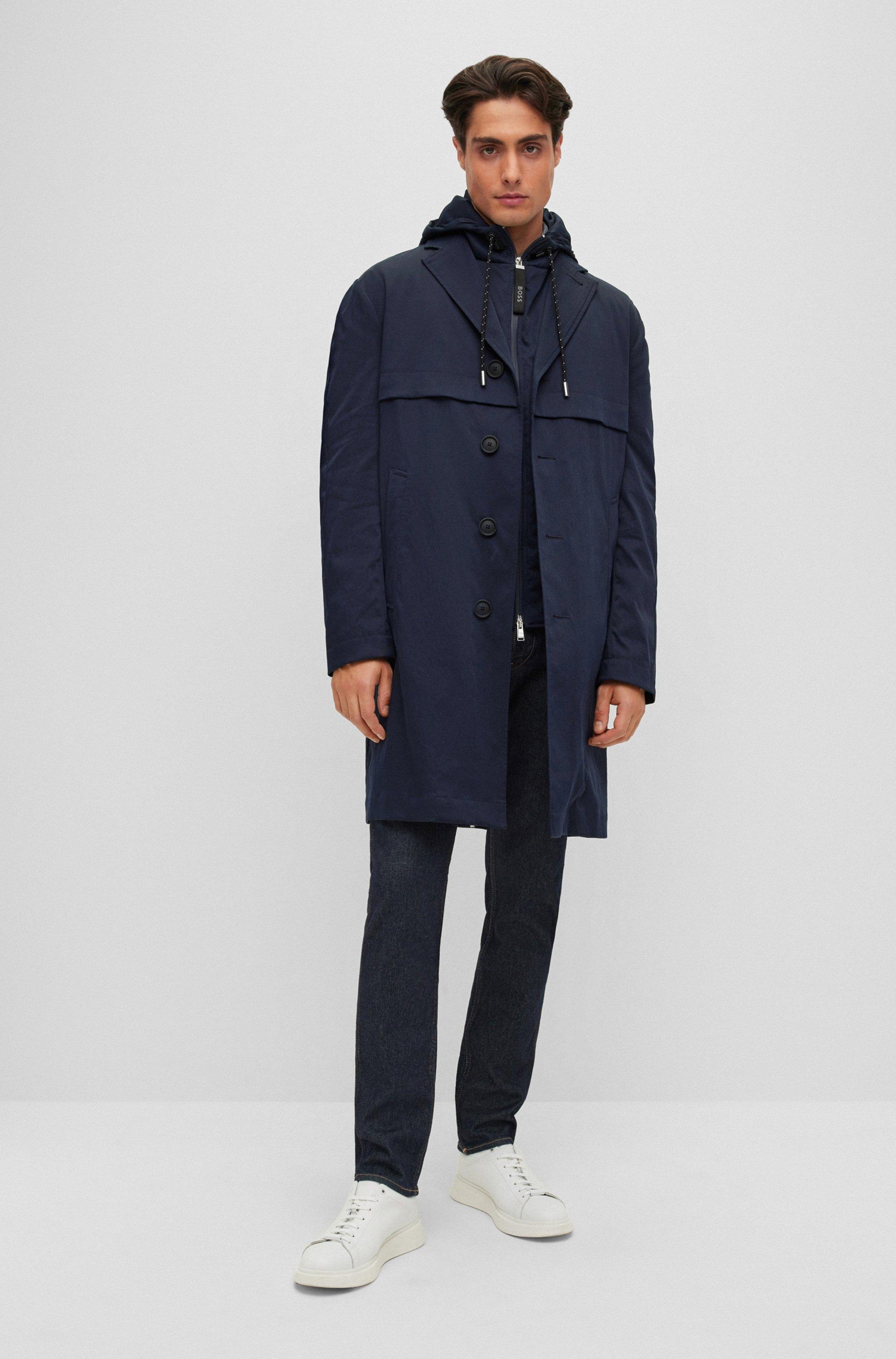 BOSS by HUGO BOSS Water-repellent Relaxed-fit Coat With Zip-up Inner in  Blue for Men | Lyst