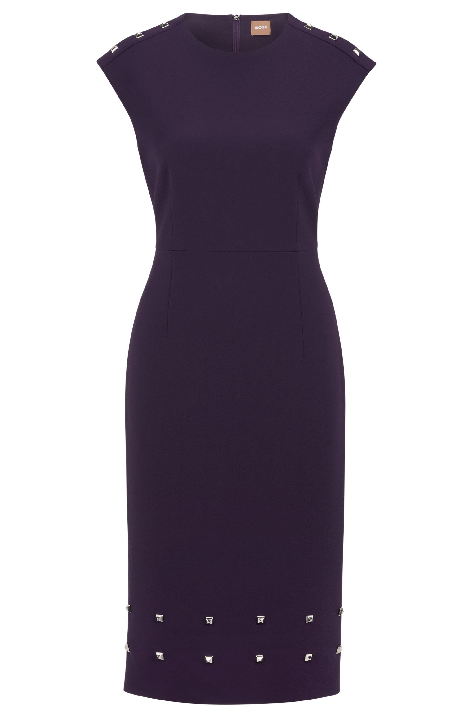BOSS by HUGO BOSS Slim-fit Dress With Stud Details in Blue | Lyst