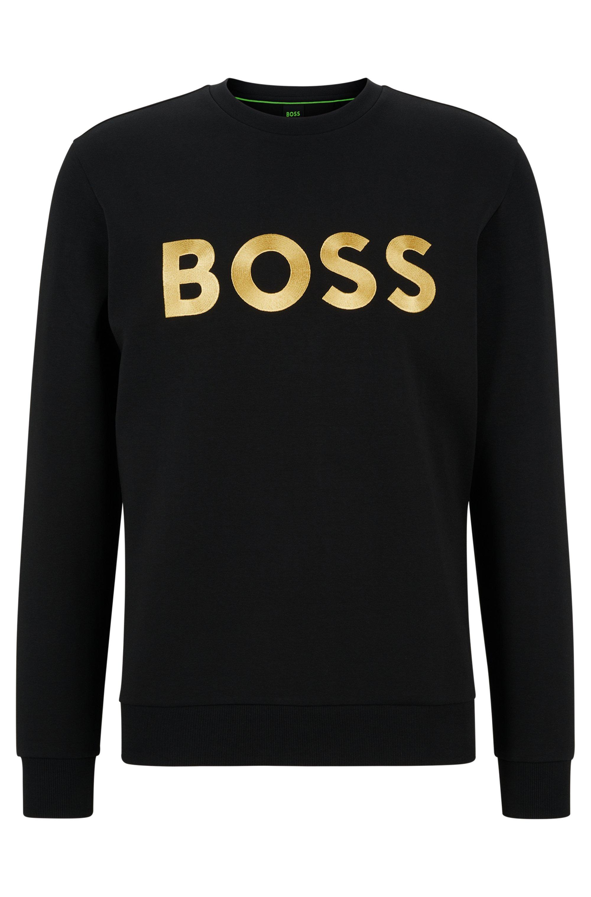 BOSS - Cotton-blend relaxed-fit hoodie with embroidered logo