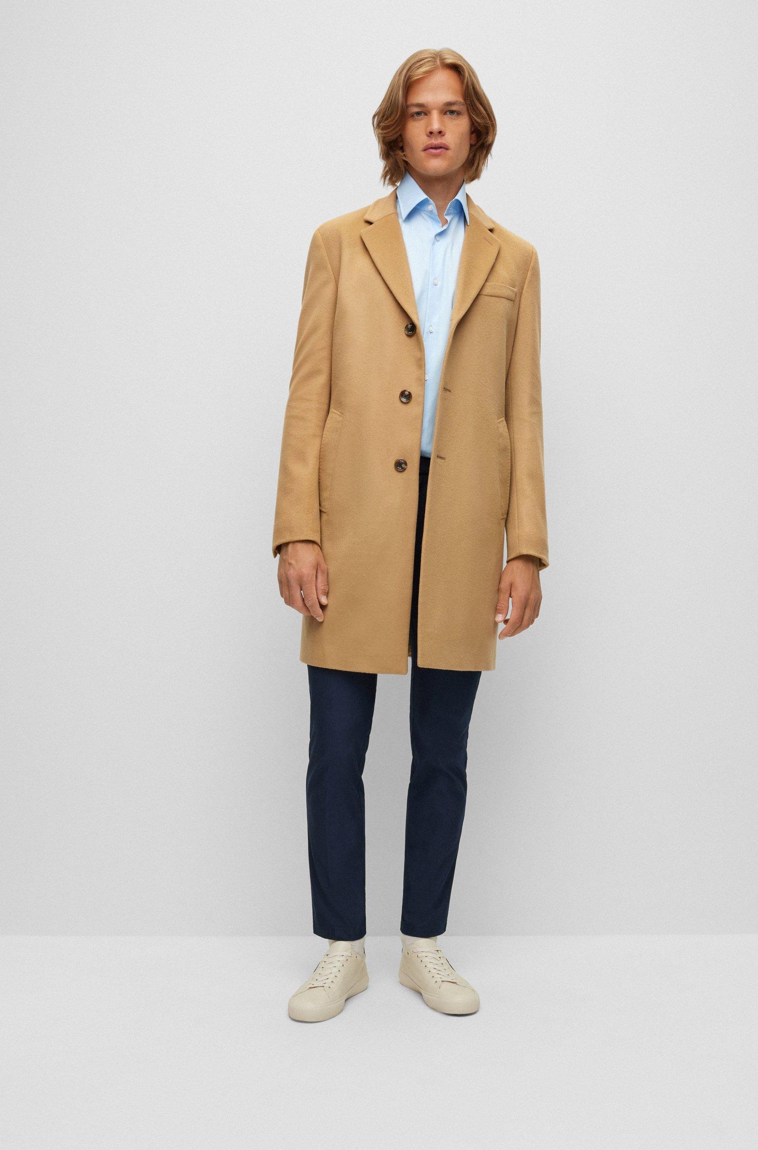 BOSS by HUGO BOSS Slim-fit Coat In Wool And Cashmere in Natural for Men |  Lyst Canada