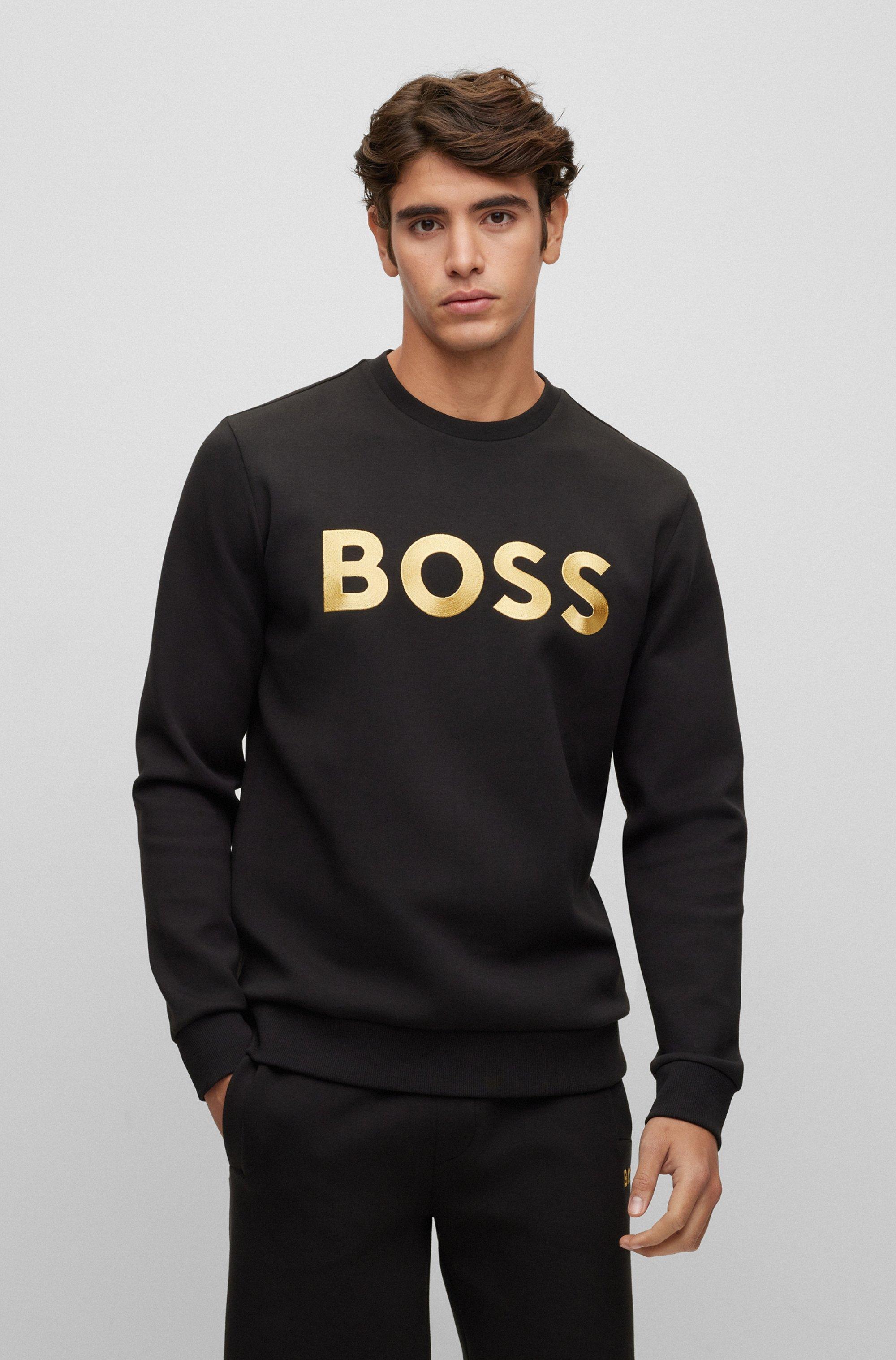 BOSS by HUGO BOSS Cotton-blend Relaxed-fit Sweatshirt With Contrast Logo in  Black for Men | Lyst