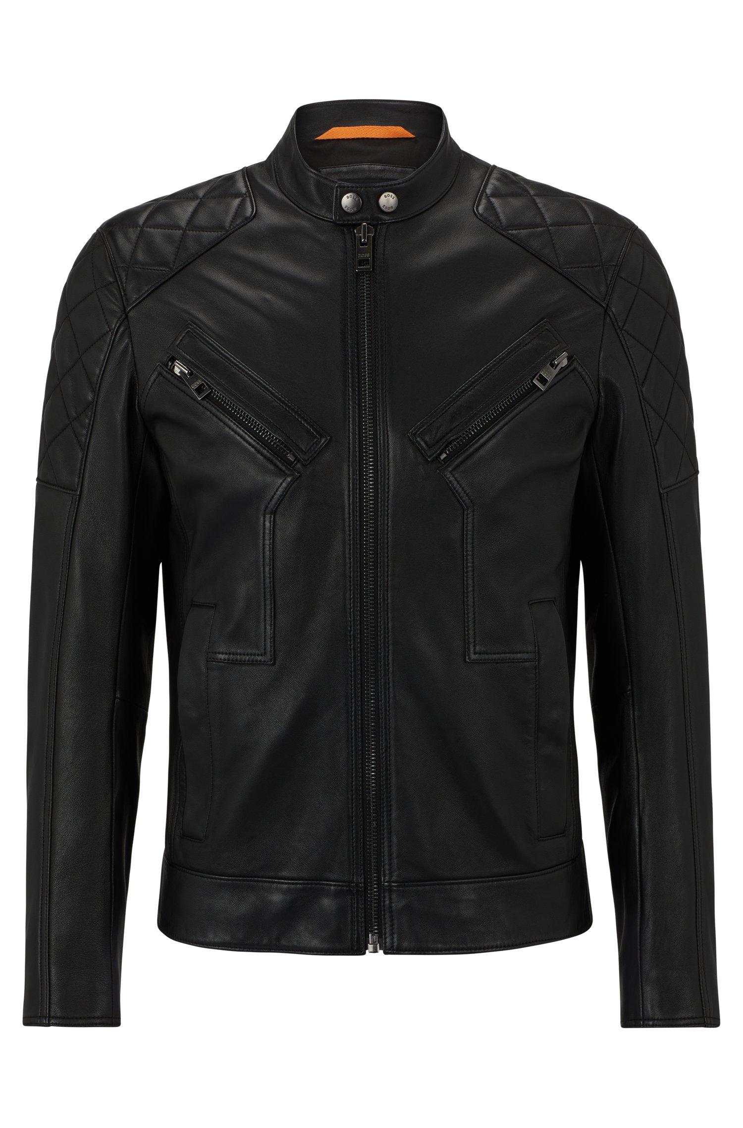 BOSS by HUGO BOSS Slim-fit Biker Jacket In Waxed Leather in Black for ...