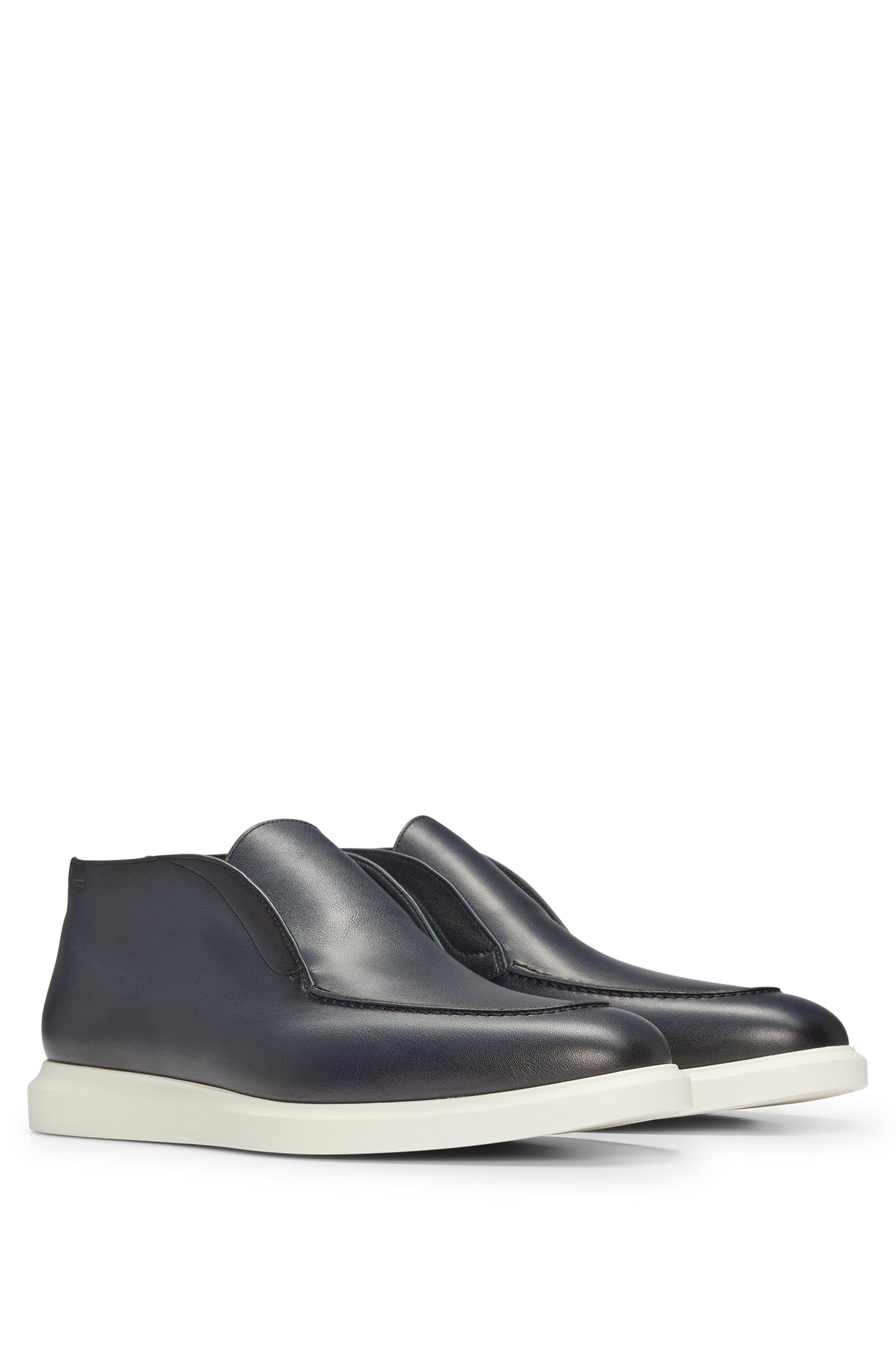 Desert boots en cuir a enfiler confectionnees en Italie BOSS pour homme en coloris Blanc Lyst