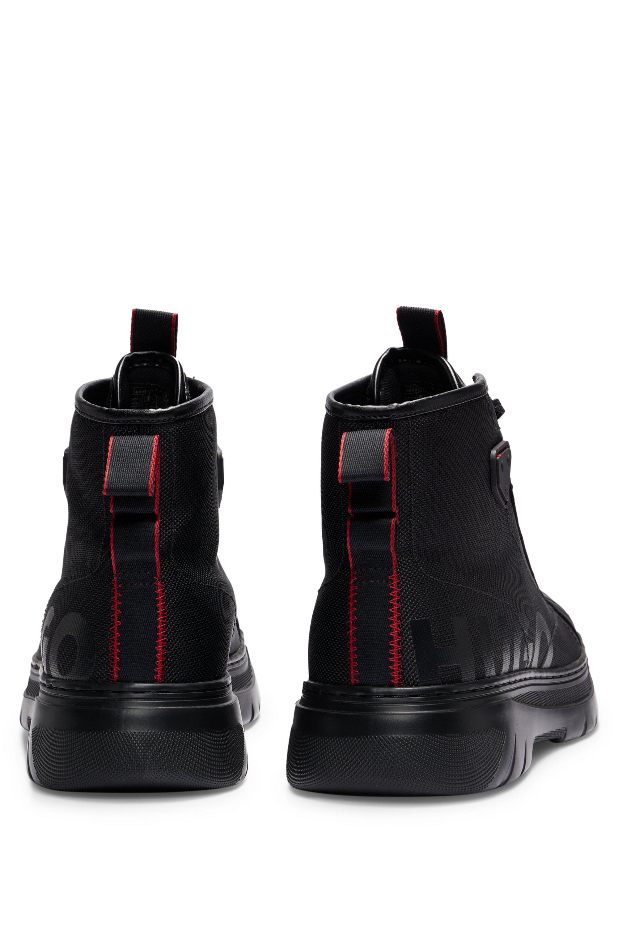 HUGO Hybrid Lace up Boots With Logo Tape in Black for Men Lyst