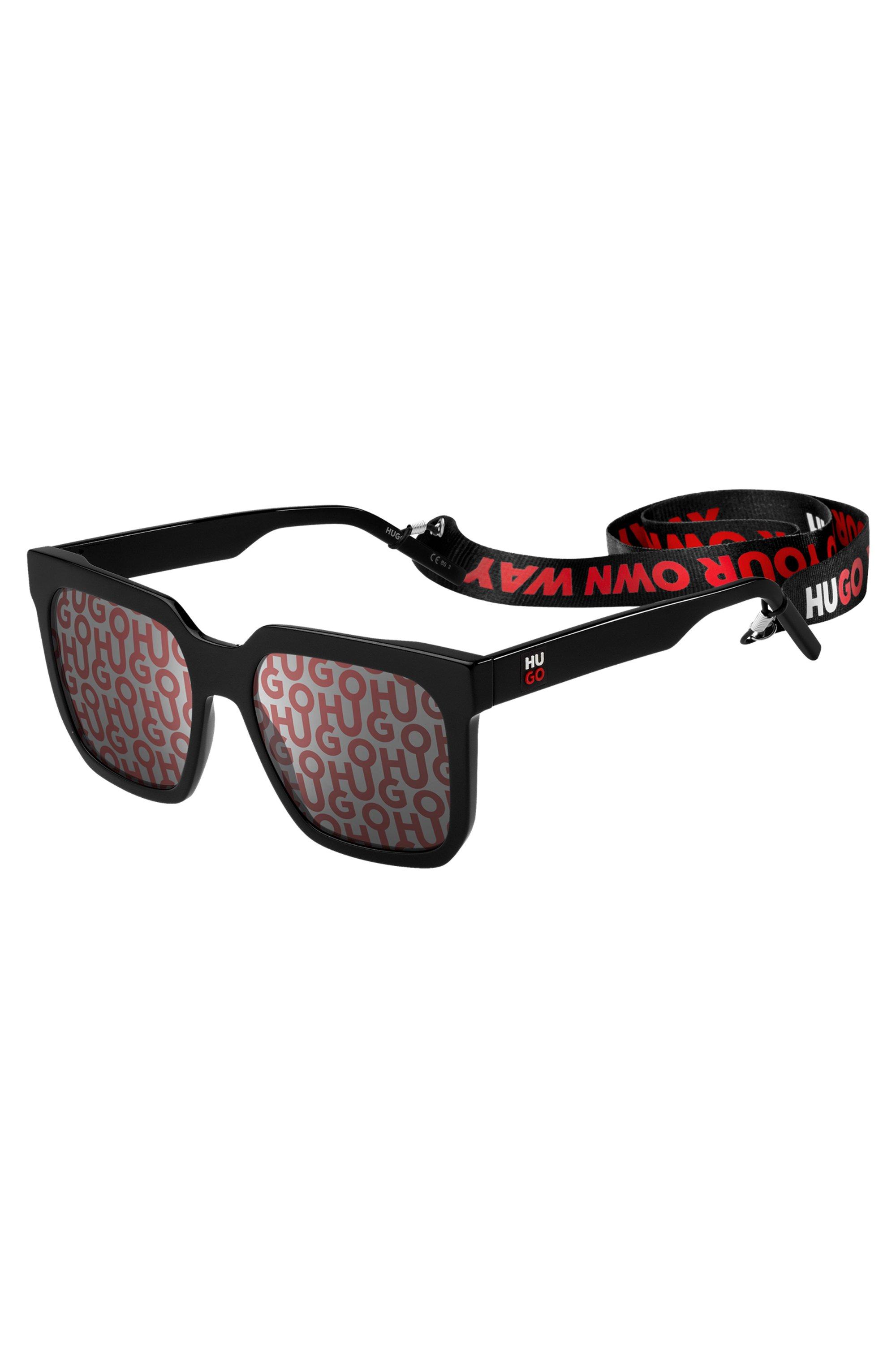 BOSS by HUGO BOSS Black-acetate Sunglasses With Stacked-logo Lenses Men's  Eyewear in Brown for Men | Lyst