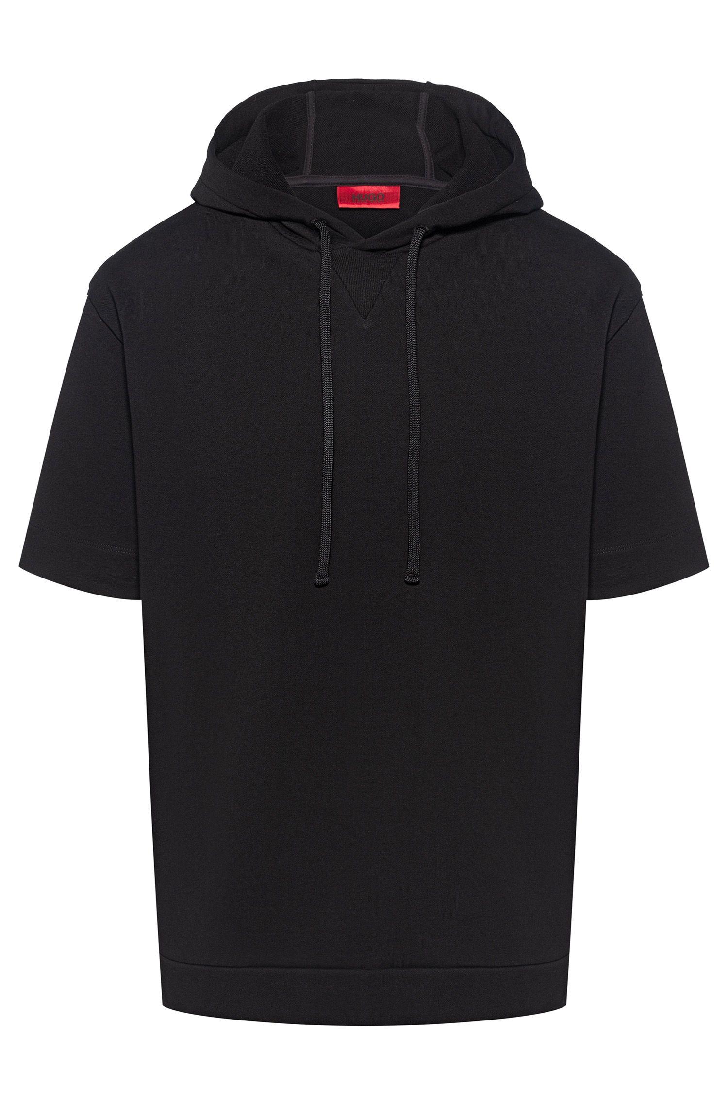 HUGO Cotton Shortsleeved Hooded Sweatshirt With Statement Artwork in