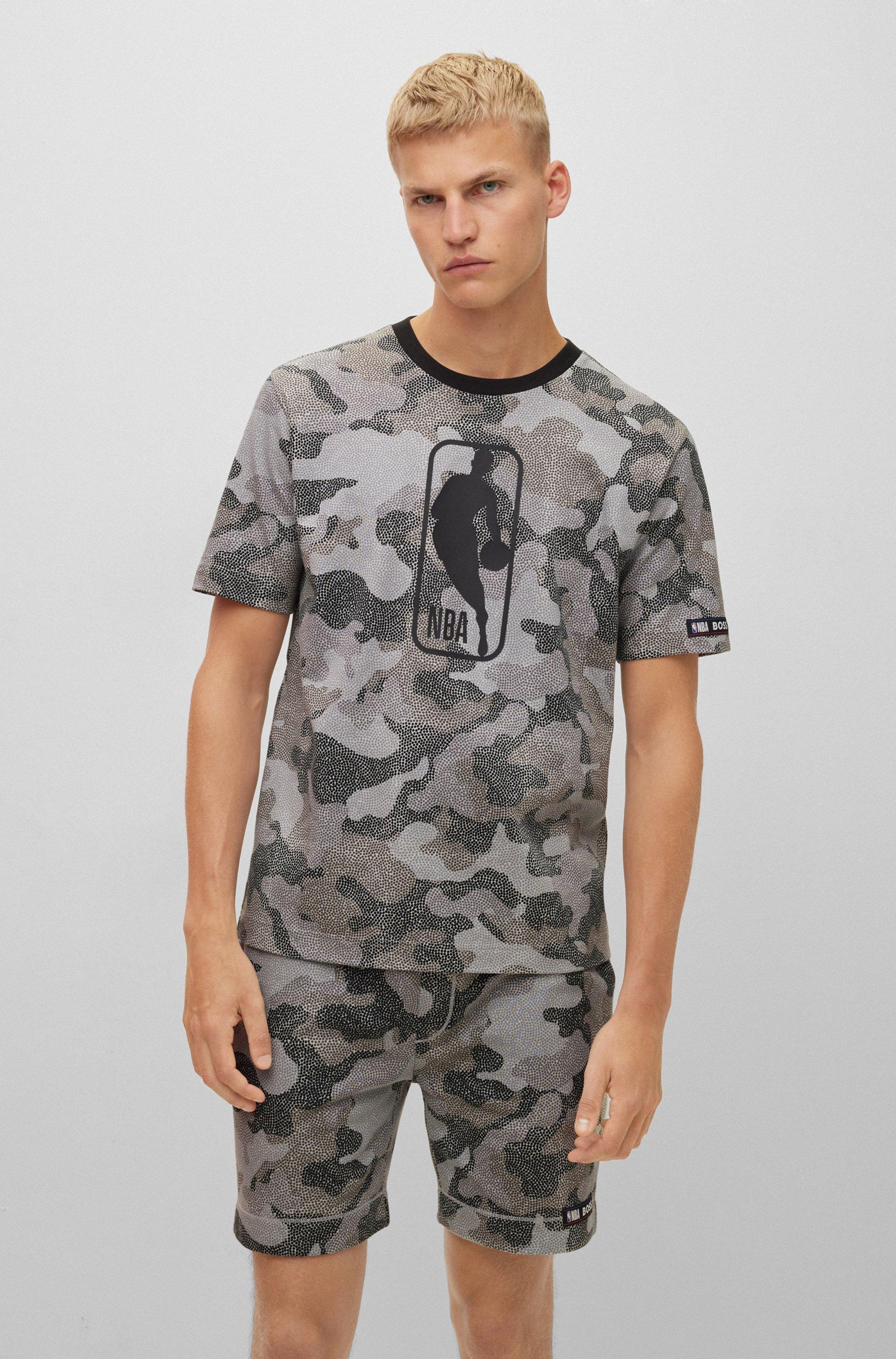 BOSS by HUGO BOSS Boss & Nba Cotton-jersey T-shirt With Camouflage Pattern  in Gray for Men | Lyst