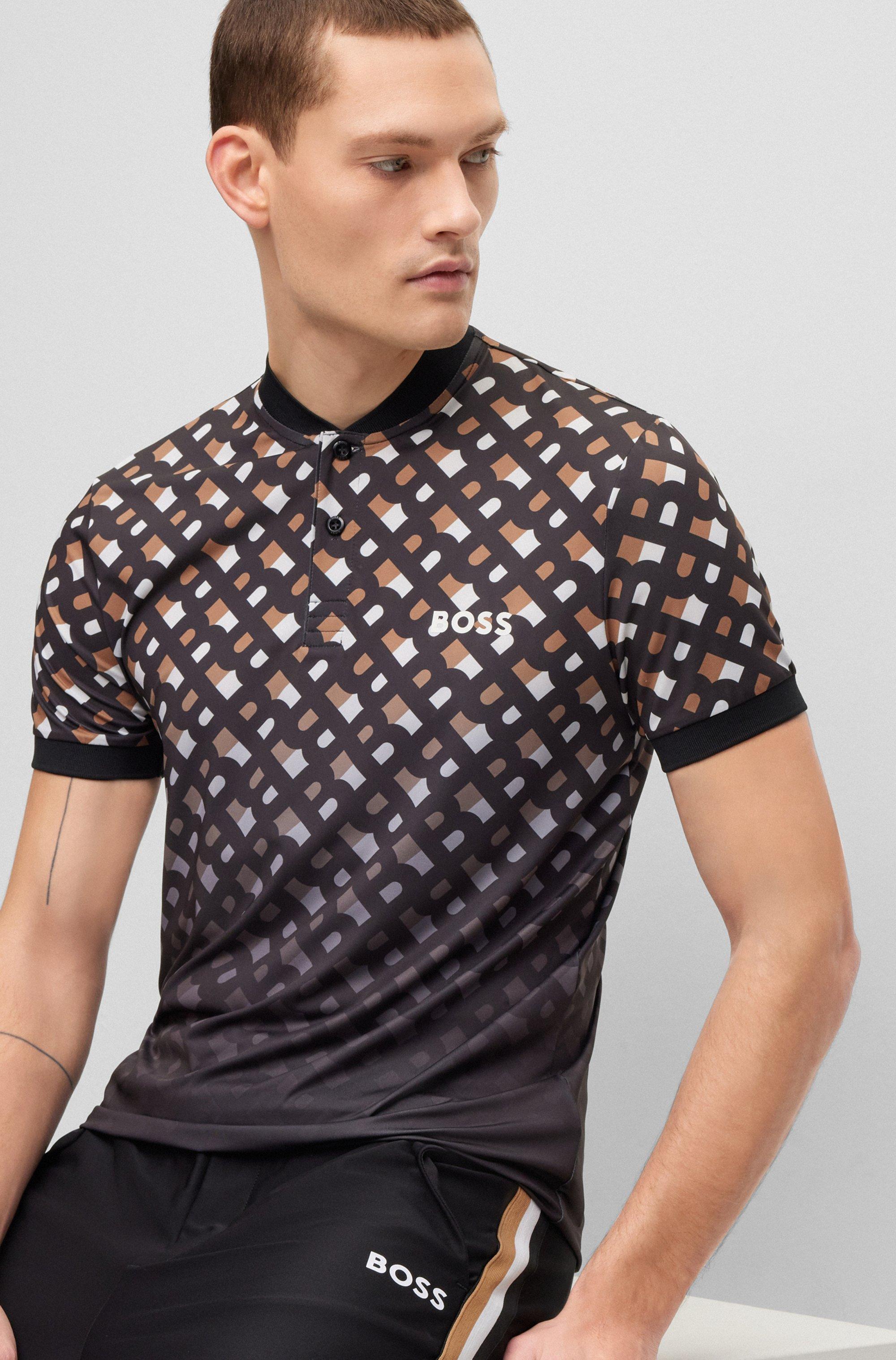 BOSS by HUGO BOSS X Matteo Berrettini Degradé Monogram-print Polo Shirt In  Technical-stretch Jersey in Black for Men | Lyst