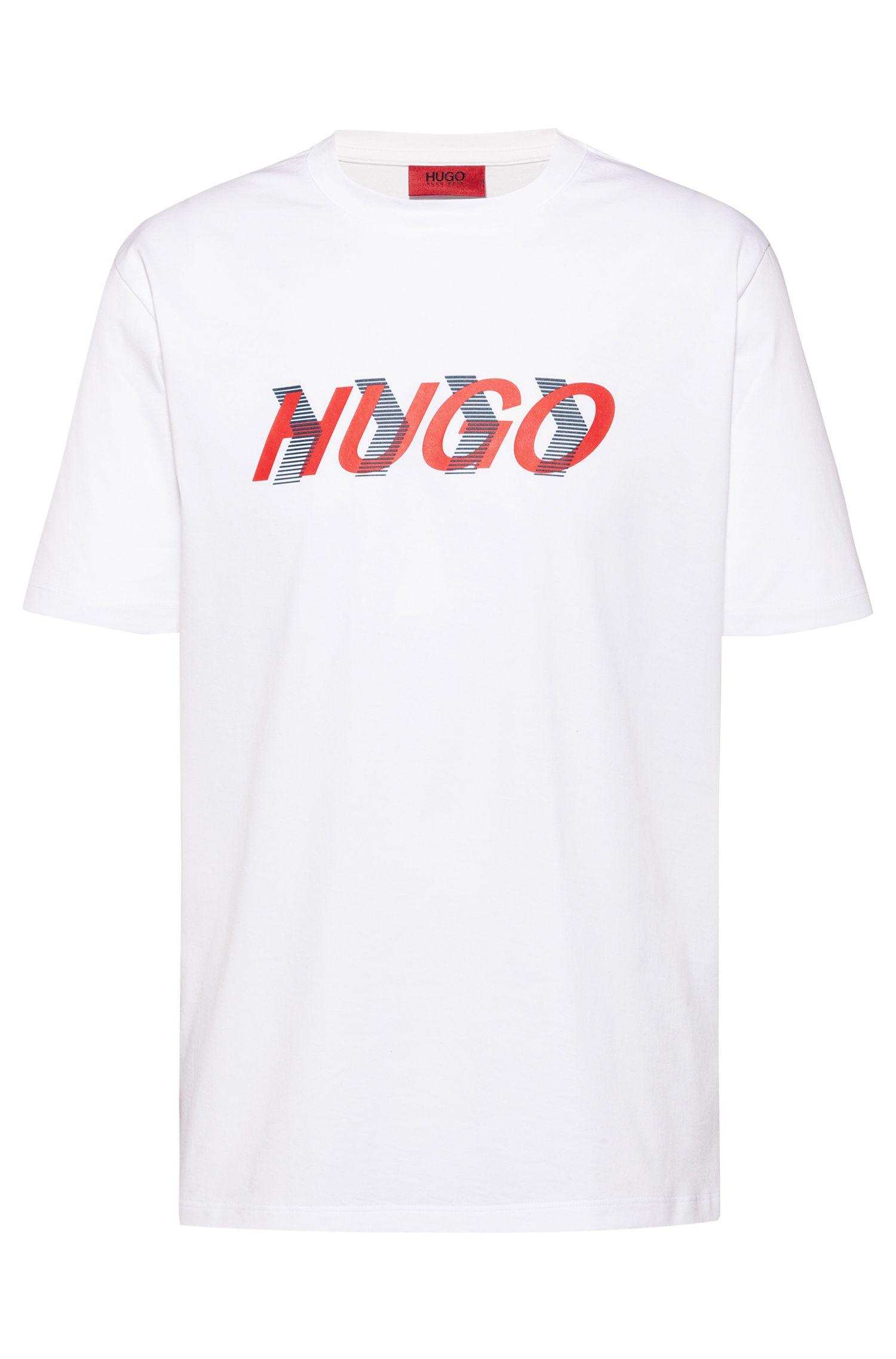 BOSS by Hugo Boss Unisex Cotton Jersey T Shirt With Placement Print in White - Save 95% - Lyst