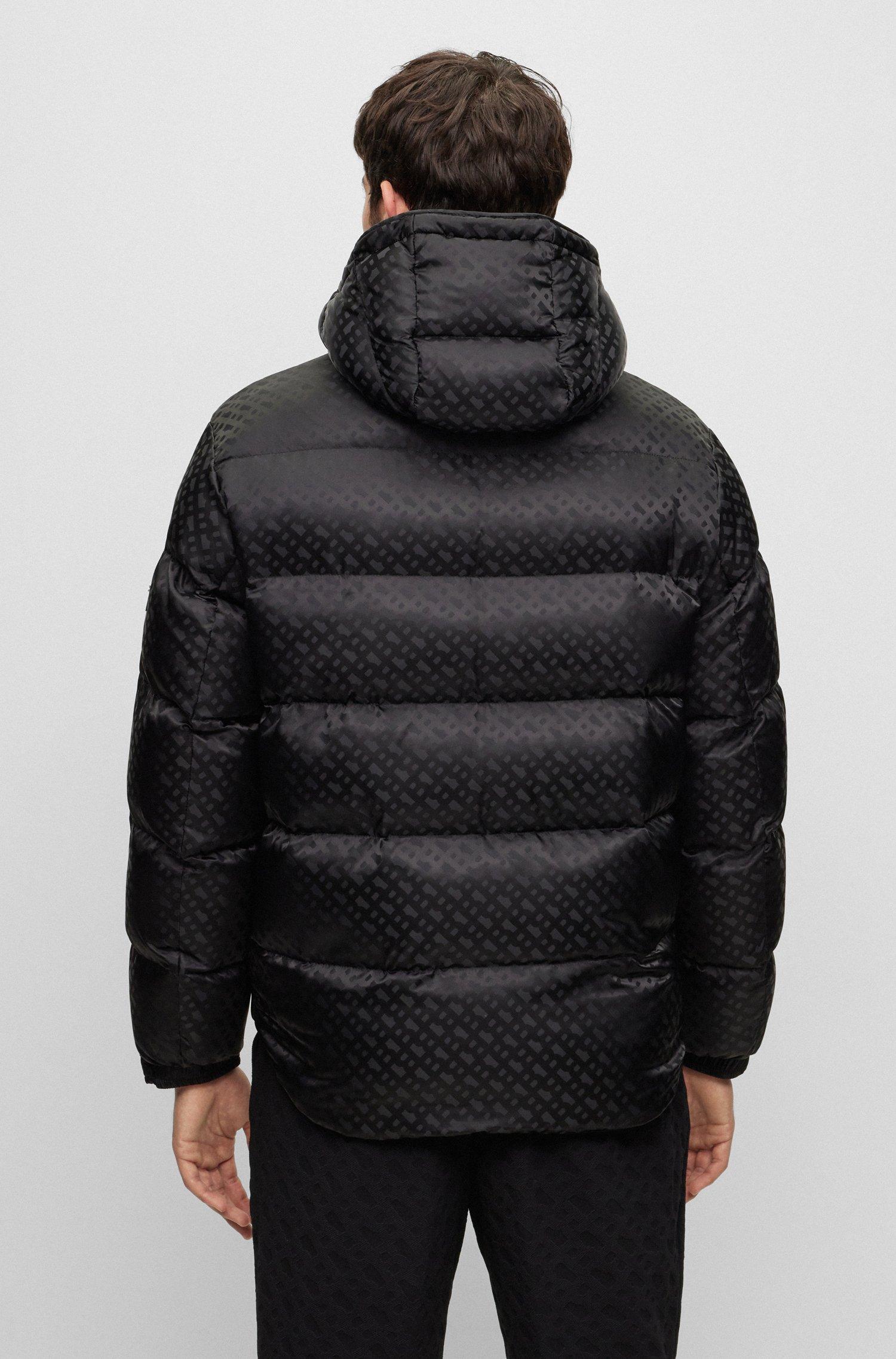 BOSS - Monogram-jacquard water-repellent padded jacket with hood