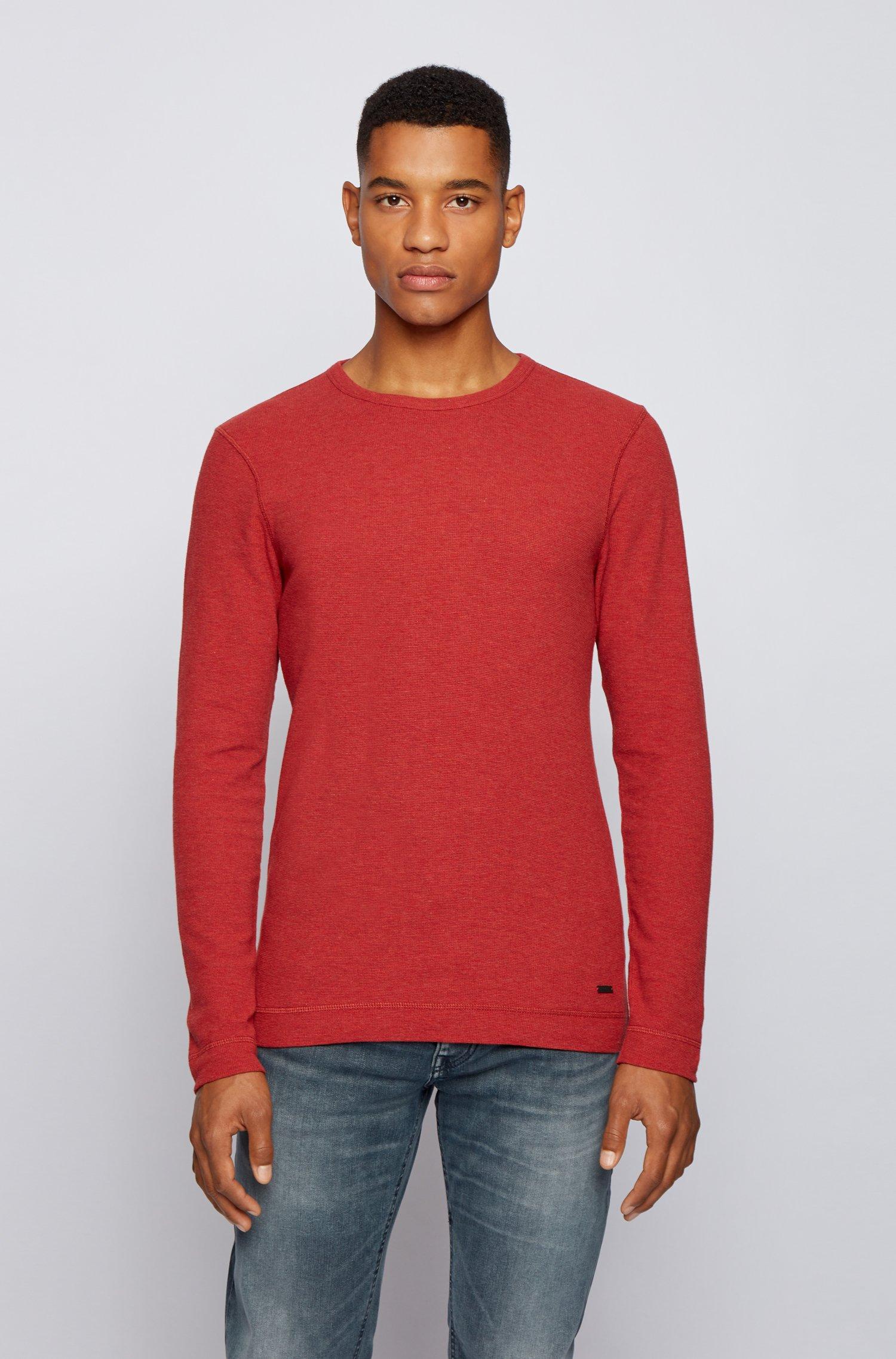 BOSS by HUGO BOSS Slim-fit T-shirt With Long Sleeves In Waffle Cotton in  Red for Men - Lyst