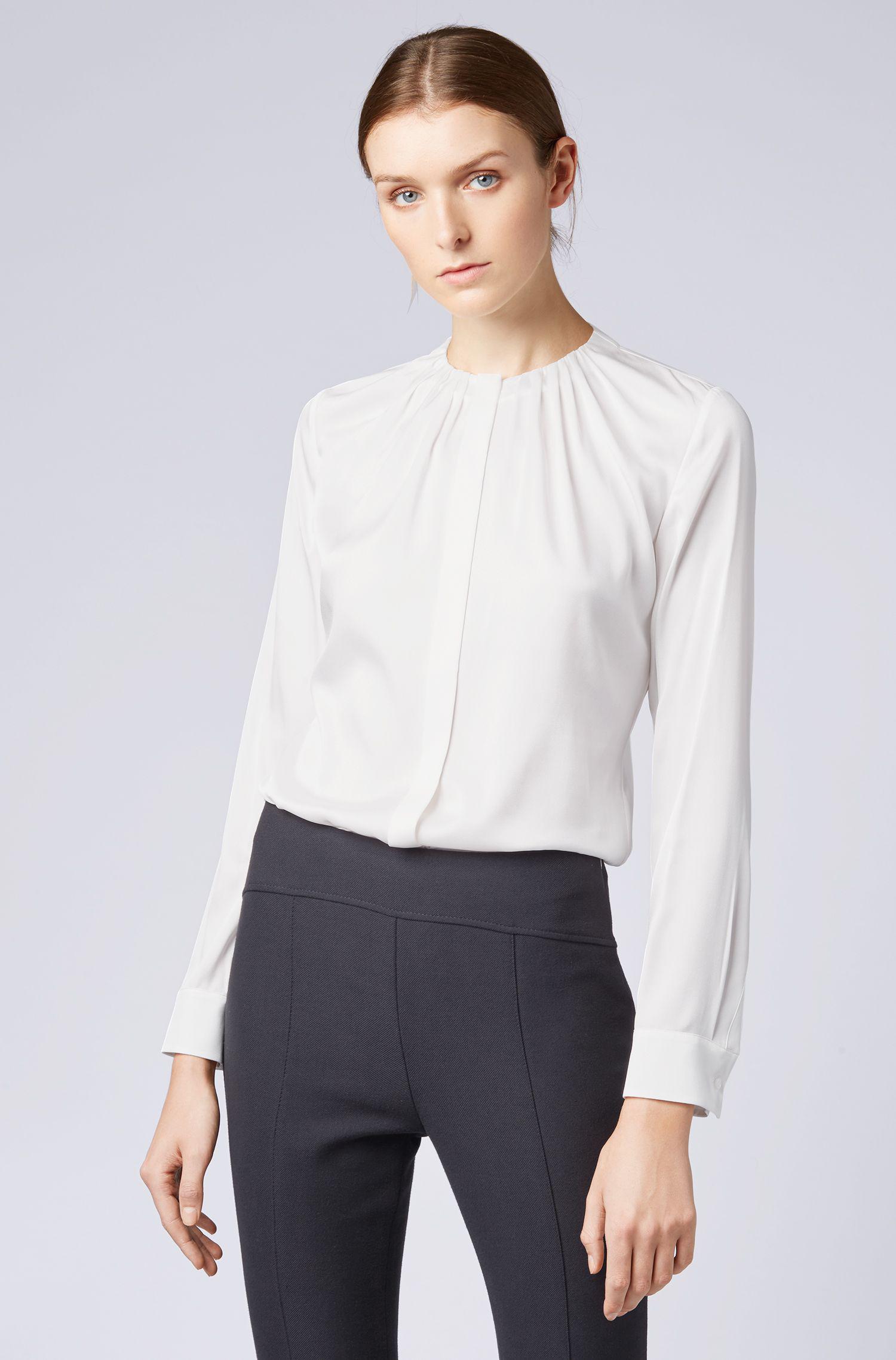 BOSS Silk-blend Blouse With Gathered 