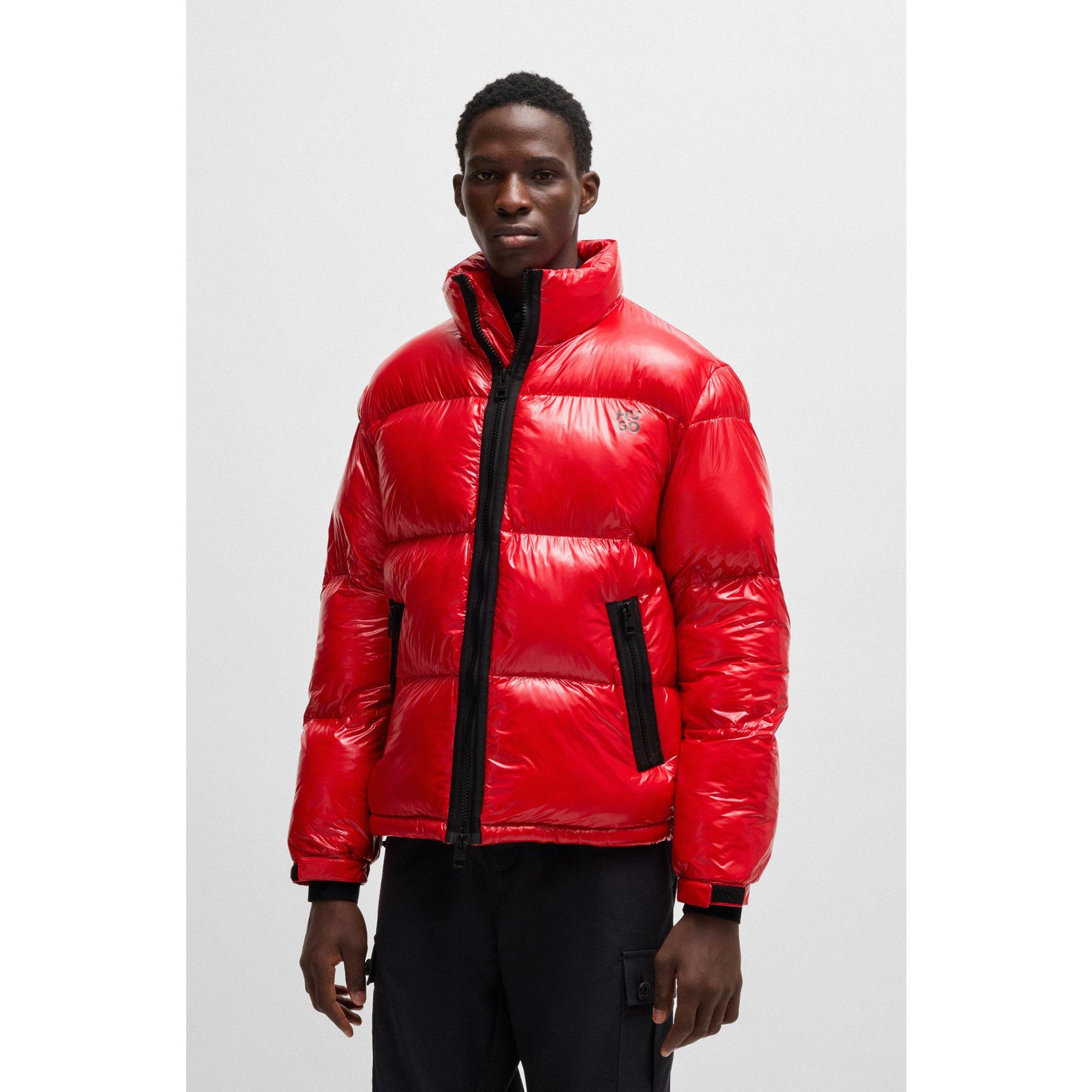 Men's red puffer jacket sale