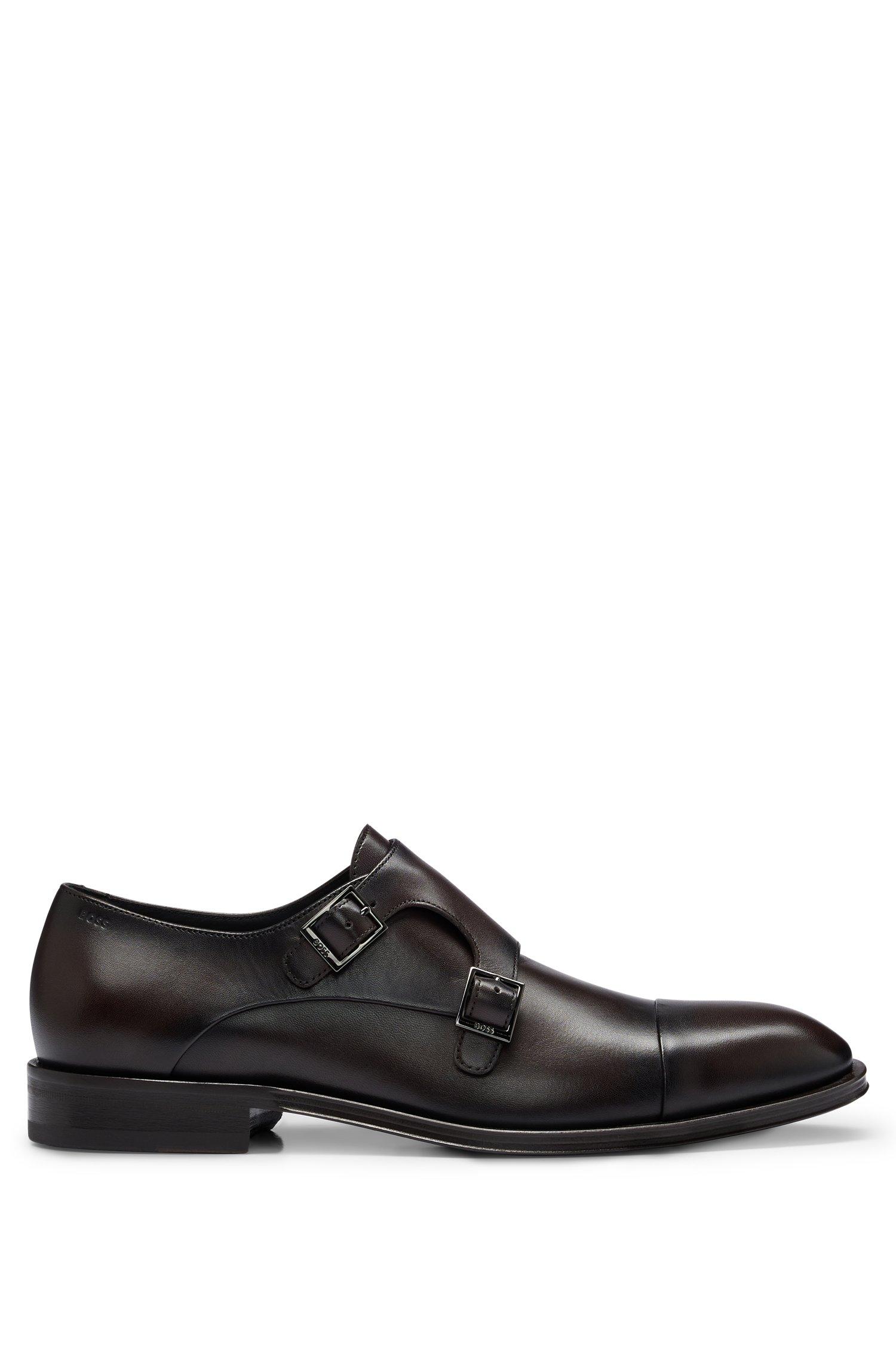 BOSS by HUGO BOSS Leather Monk Shoes With Double Strap And Capped Toe