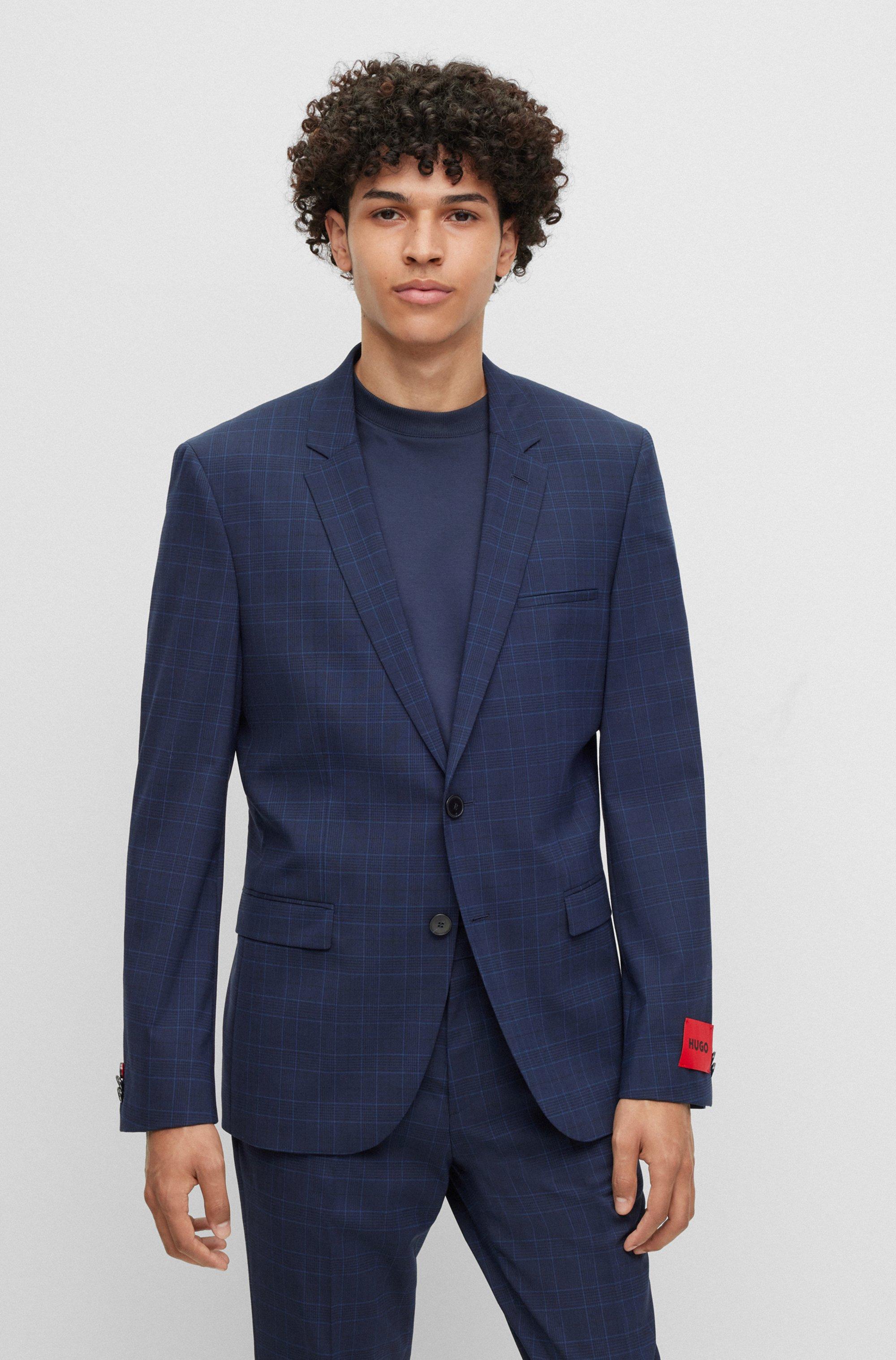 BOSS by HUGO BOSS Extra-slim-fit Checked Suit In Performance-stretch Fabric  in Blue for Men | Lyst