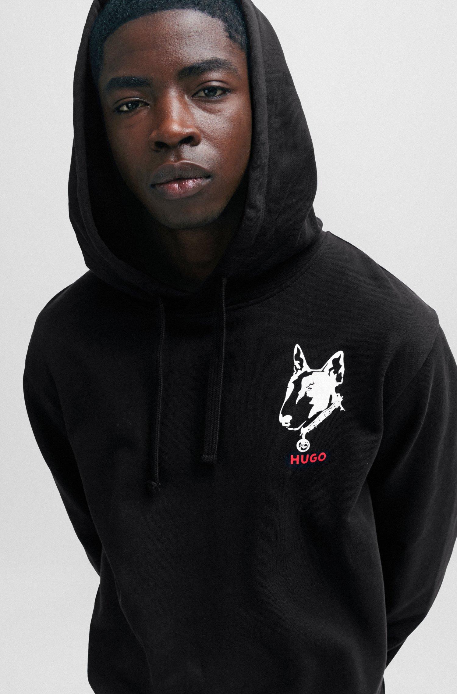 HUGO Relaxed fit Hoodie In French Terry With Dog Artwork in Black for Men Lyst UK