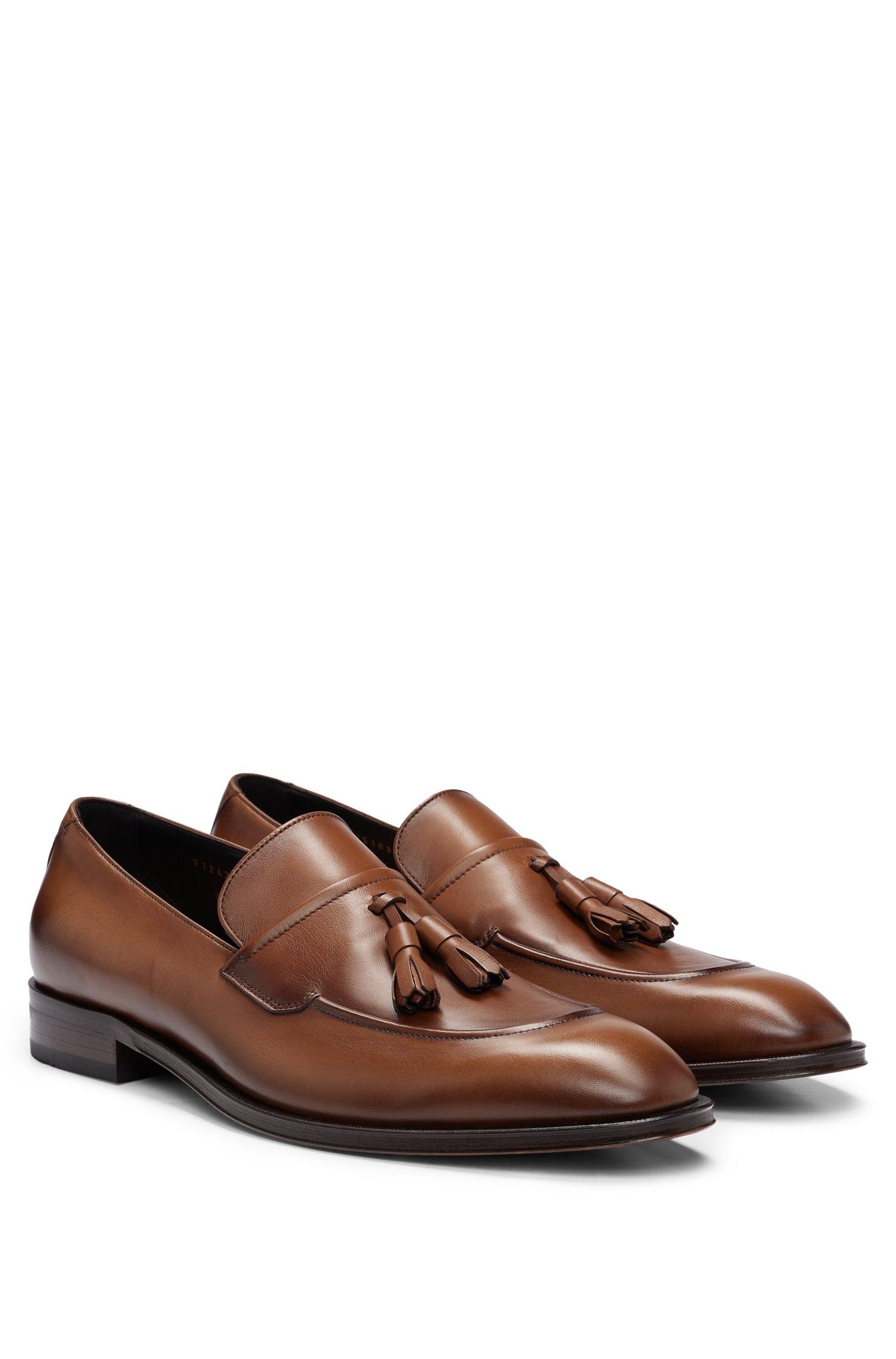 BOSS Leather Loafers With Tassel Trim in Brown for Men 