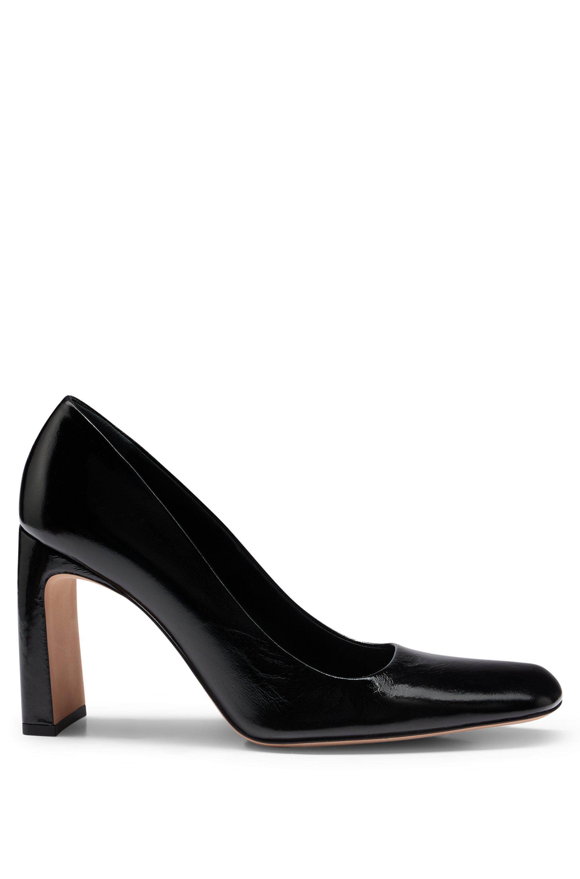 BOSS by HUGO BOSS Leather Pumps With 9cm Block Heel in Black | Lyst