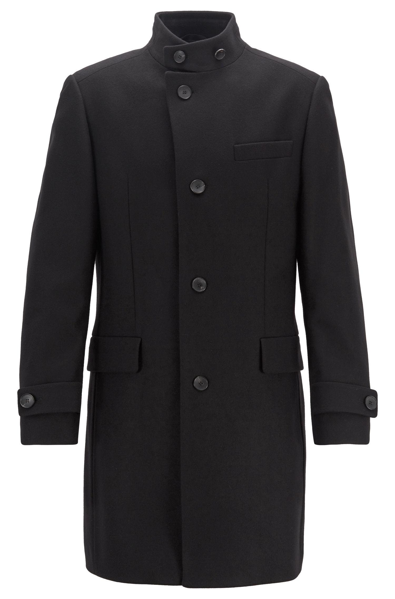 BOSS by Hugo Boss Long-length Coat In A Virgin-wool Blend in Black for ...