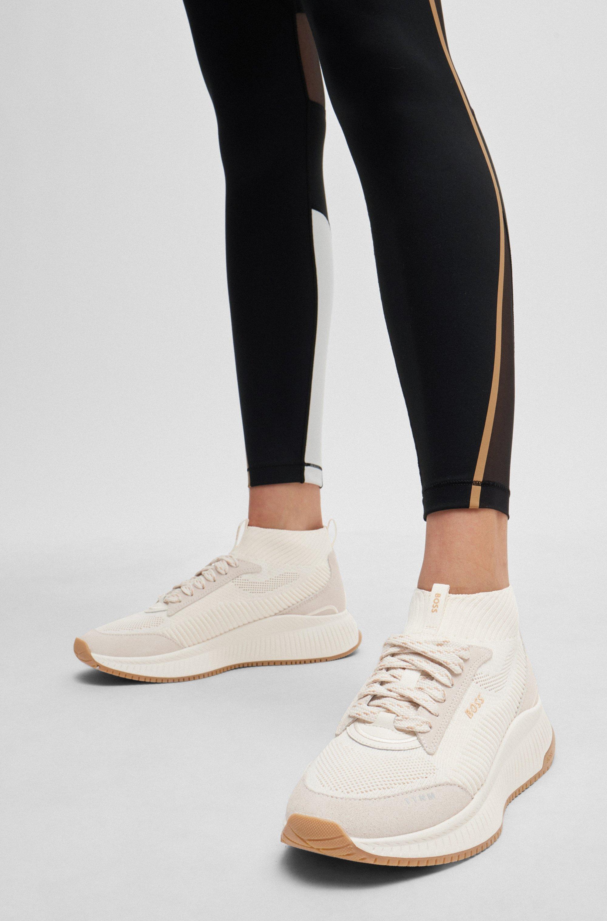 BOSS Ttnm Evo Mid-Top Trainers With Knitted Uppers in White Lyst
