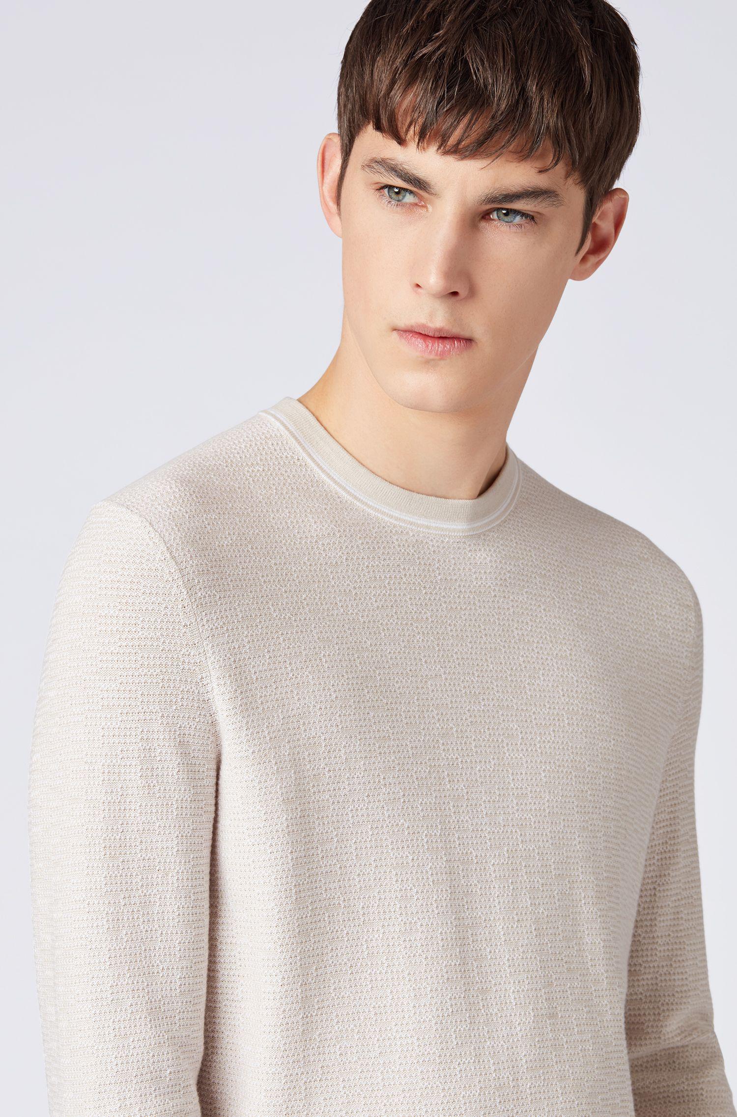 BOSS by Hugo Boss Crew-neck Sweater In A Micro-structured Cotton Blend ...