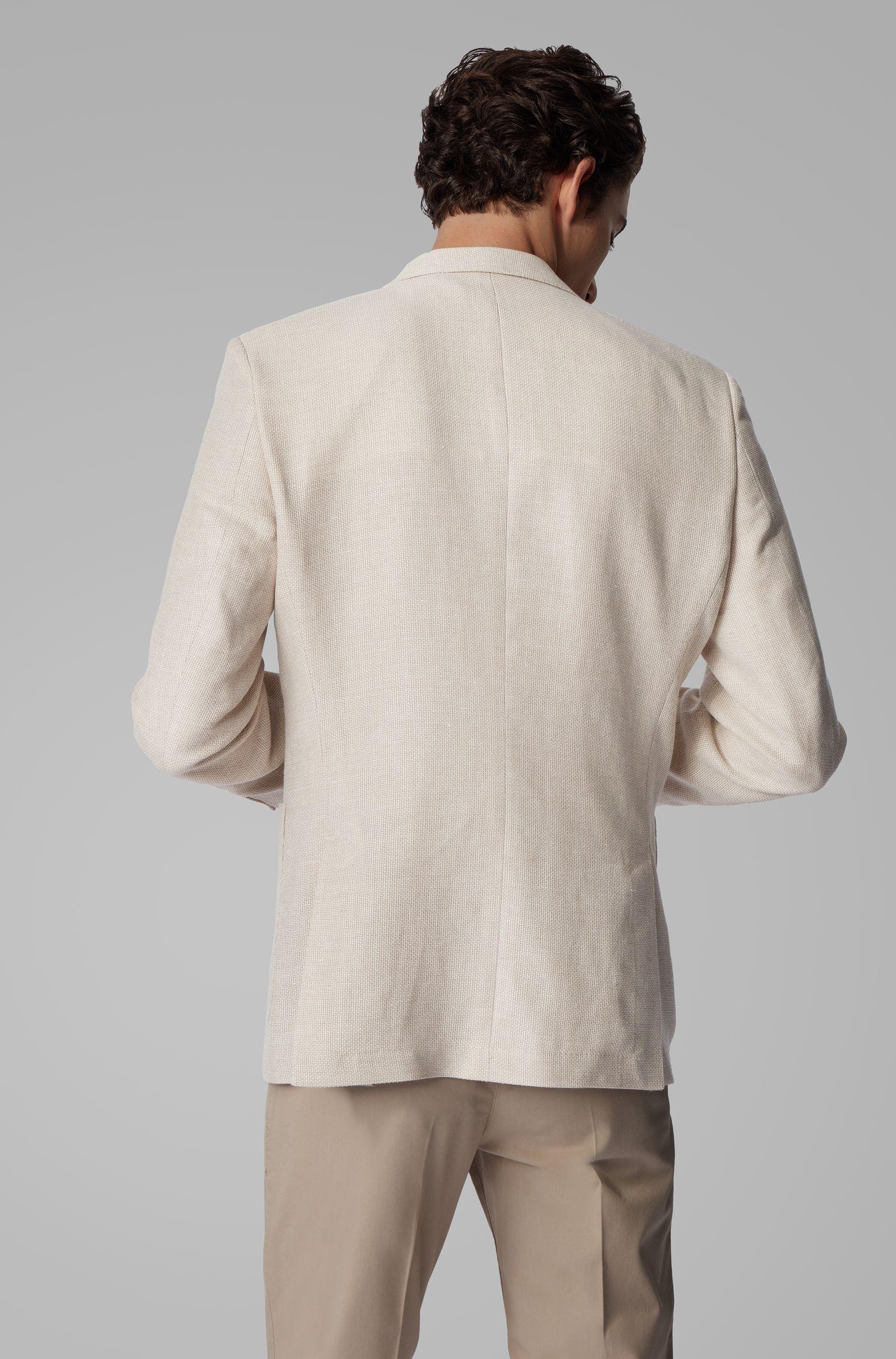 BOSS by Hugo Boss Regular Fit Jacket In Virgin Wool And Linen in White