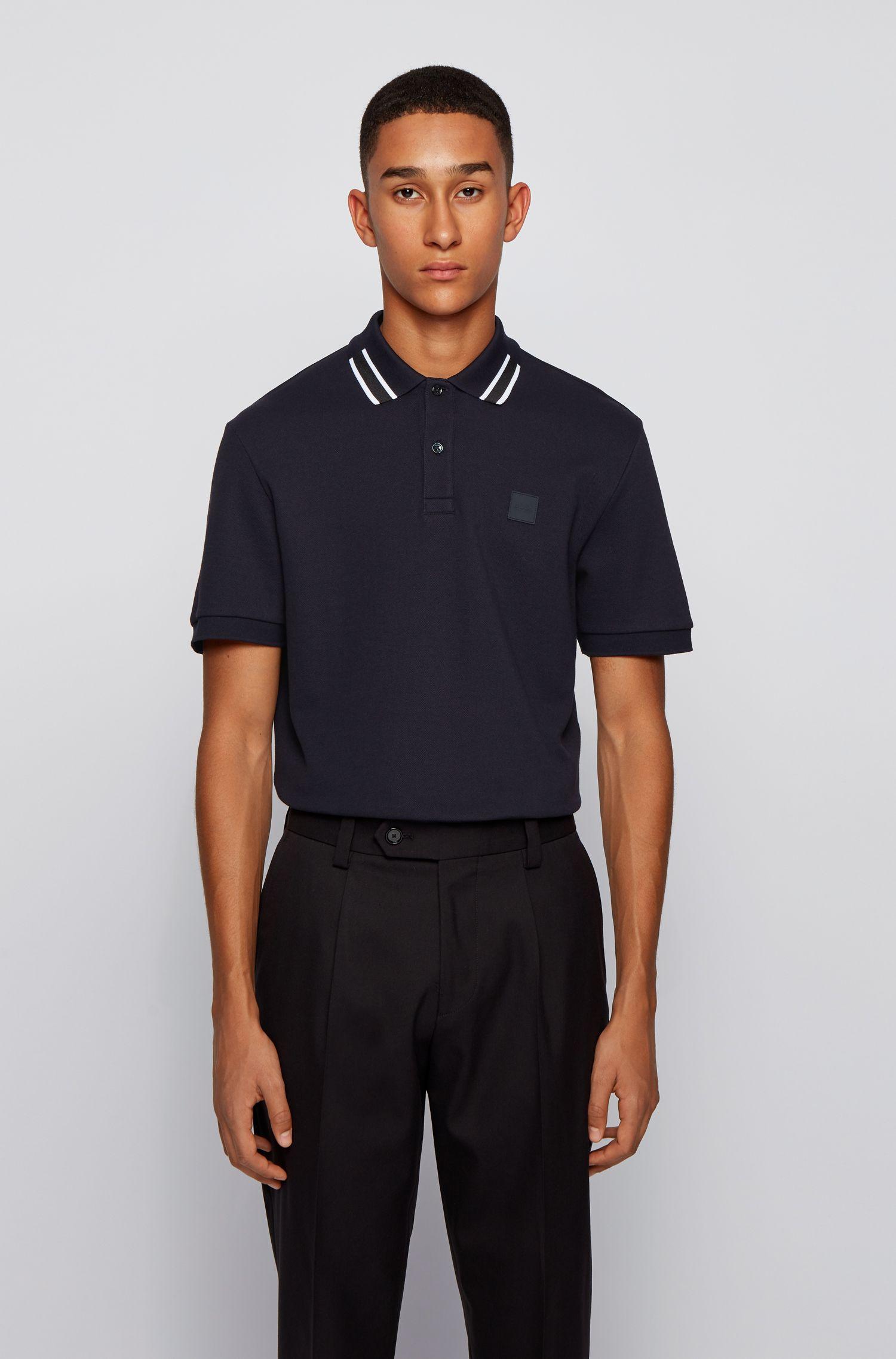 BOSS by Hugo Boss Cotton Piqué Polo Shirt With Stripe Detail Collar in ...
