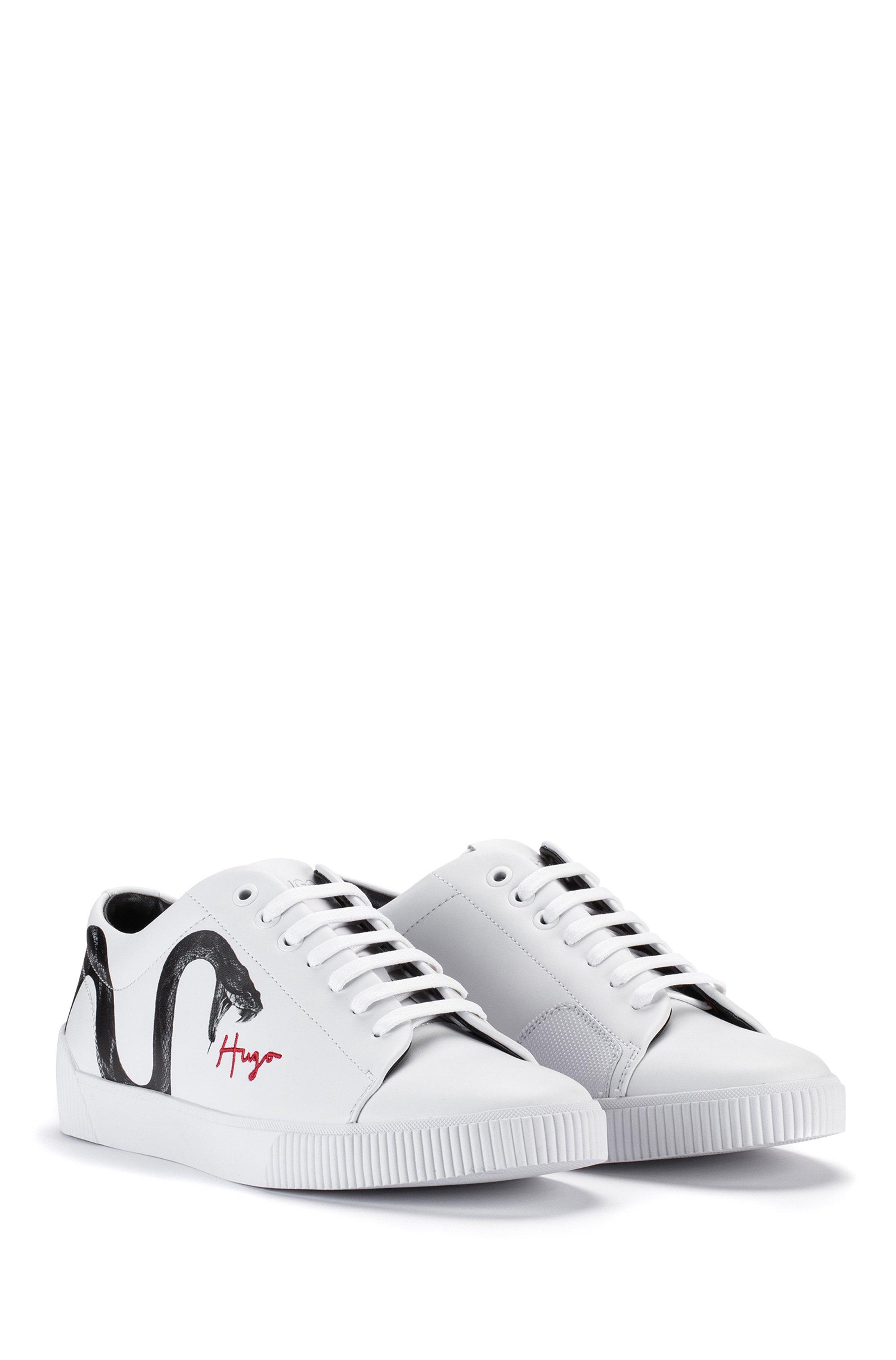 BOSS by HUGO BOSS Leer Leren Sneakers Met Slangenartwork En Handgeschreven  Logo's in het Wit voor heren - Lyst