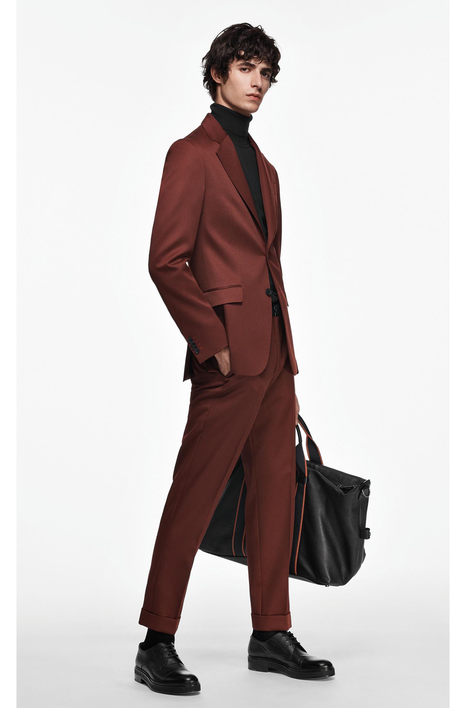BOSS by HUGO BOSS Made In Germany Slim-fit Suit In Virgin-wool Twill in Red  for Men | Lyst